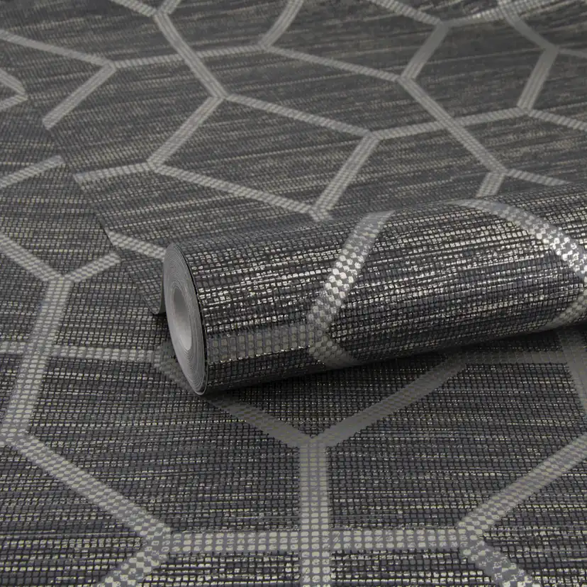 Tapet Sublime Geometrisk Texture Svart 121145