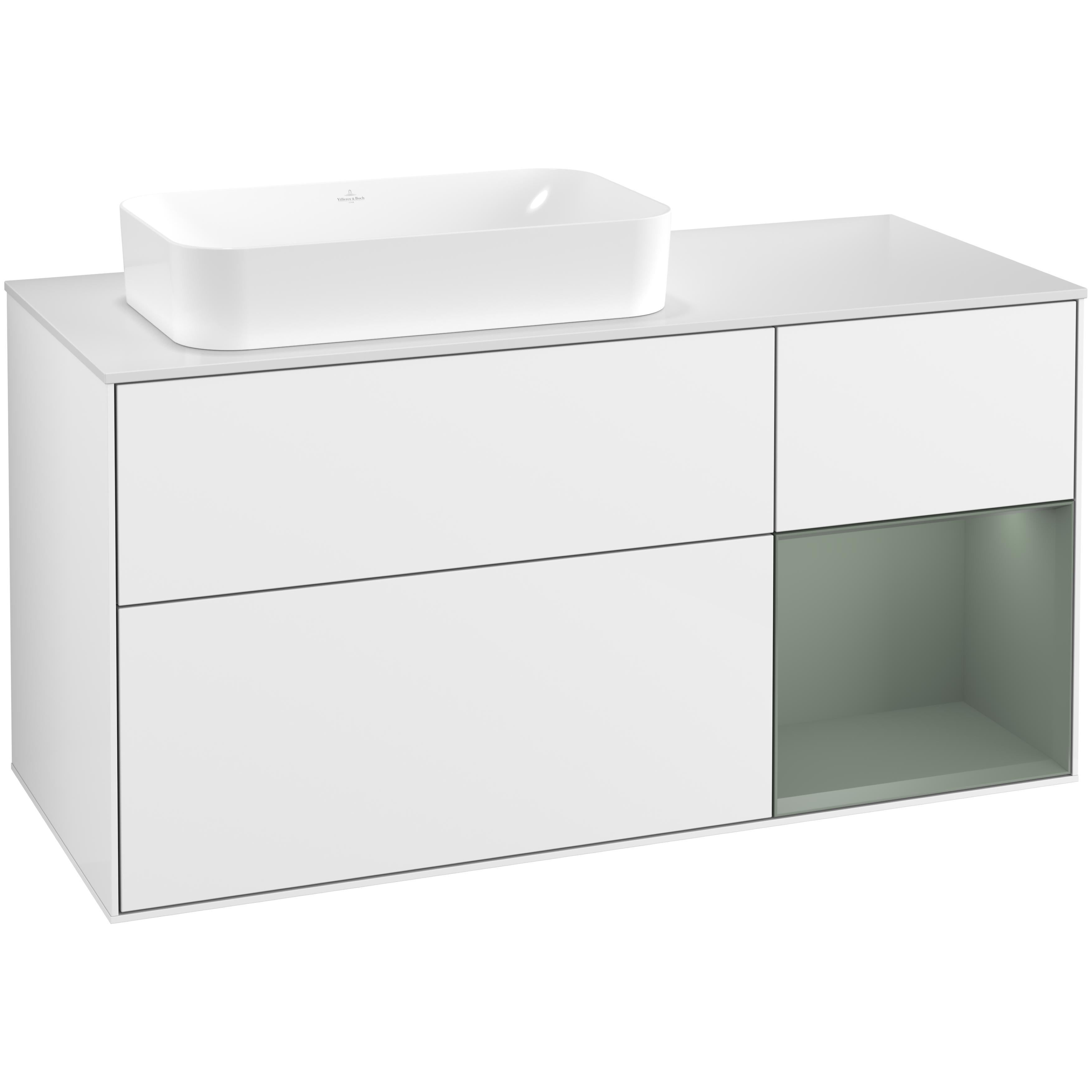 Tvättställsskåp Villeroy & Boch Finion med 3 Lådor Hylla och Bänkskiva för Ocentrerat Fristående Tvättställ
