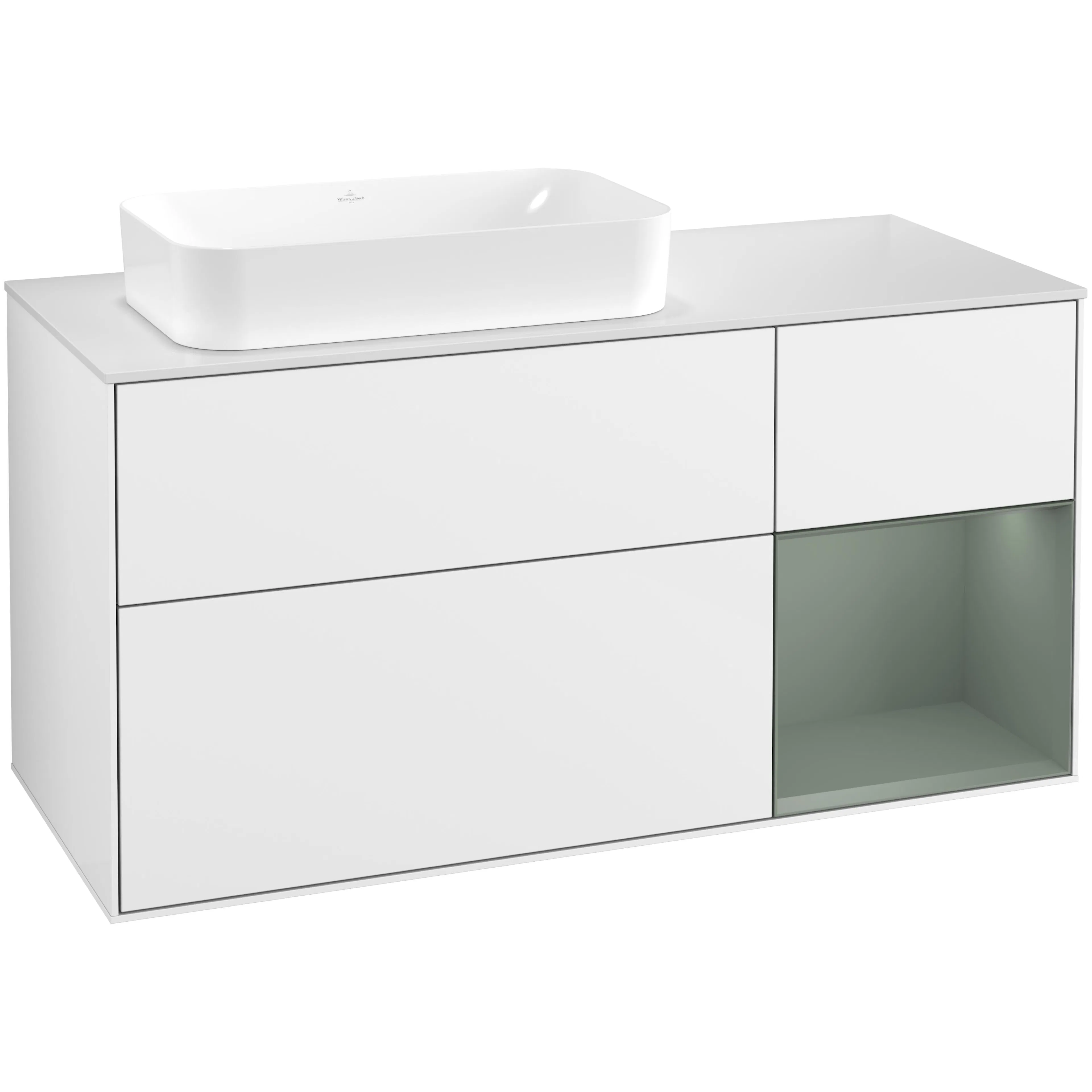 Tvättställsskåp Villeroy & Boch Finion med 3 Lådor Hylla och Bänkskiva för Ocentrerat Fristående Tvättställ