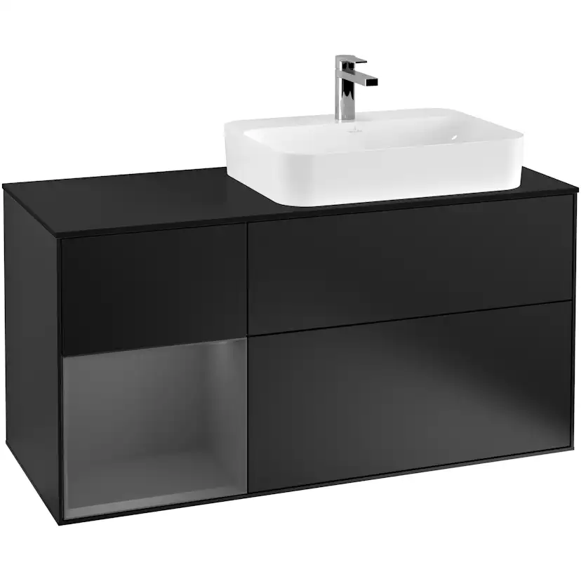 Tvättställsskåp Villeroy & Boch Finion med 3 Lådor Hylla och Bänkskiva för Ocentrerat Ytmonterat Tvättställ