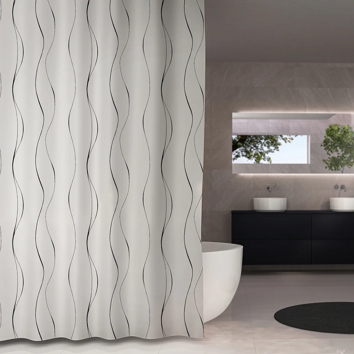 Duschdraperi Body svart 180x200 Svart, Storlek: 180x200 cm