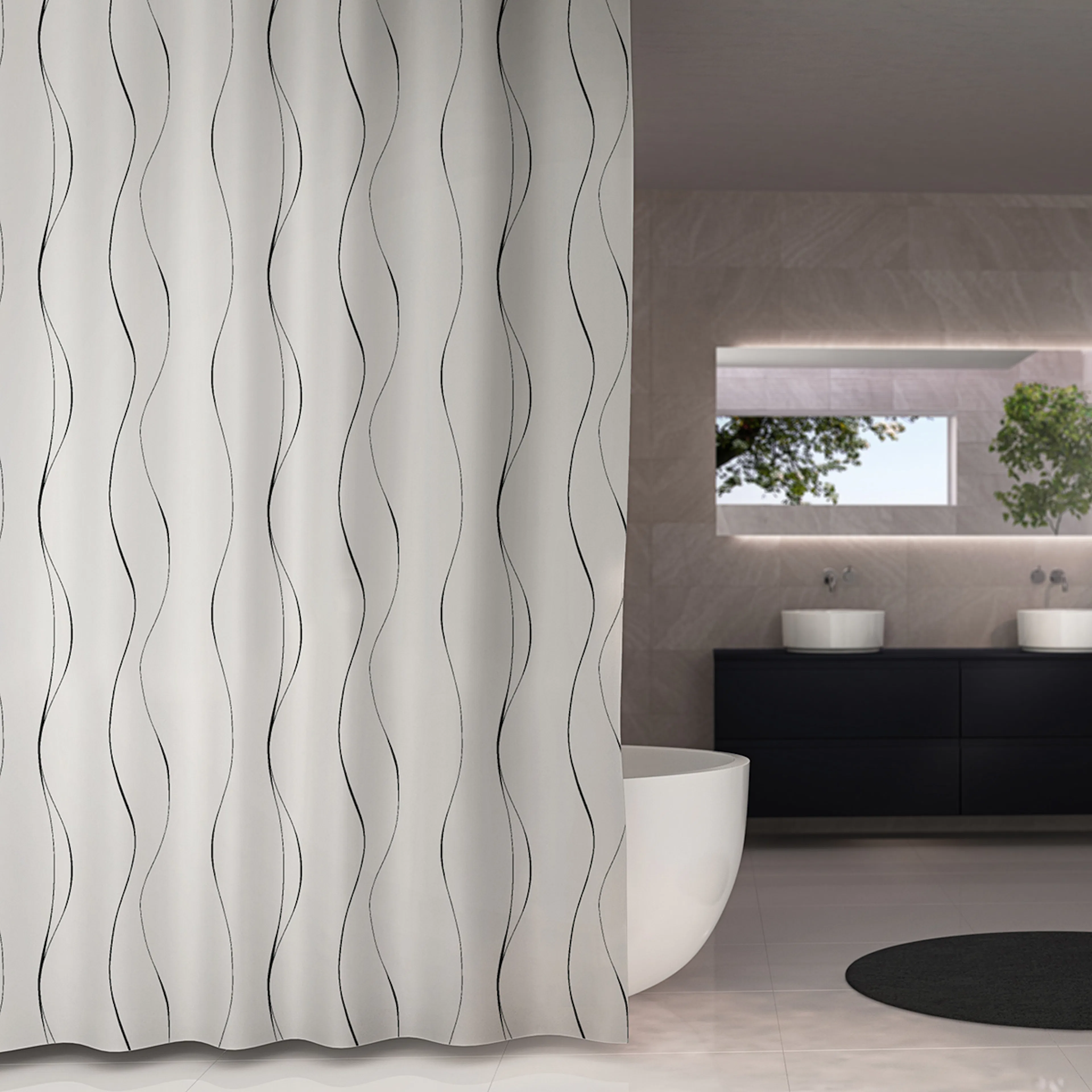 Duschdraperi Body svart 180x200 Svart, Storlek: 180x200 cm