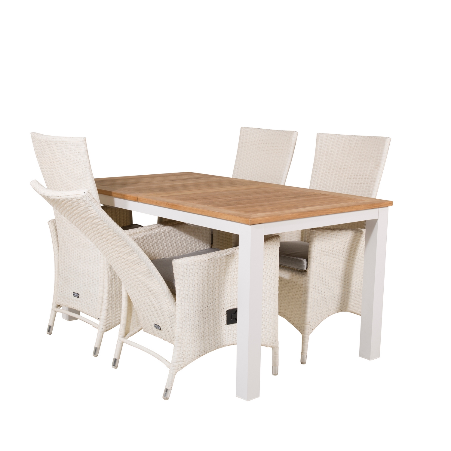 Panama Dining Table 152/210*90 - White Alu / Teak+Padova Arm Blanka Ben