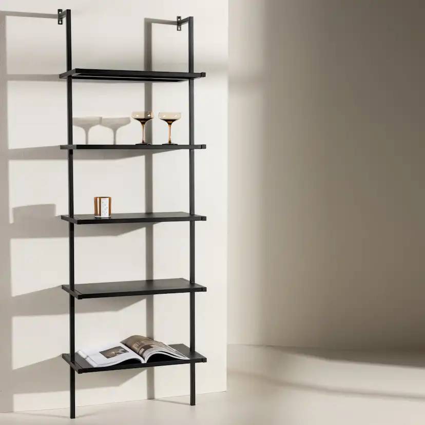 Vägghängd Hylla Venture Home Caracas i Svart Stål 183 cm