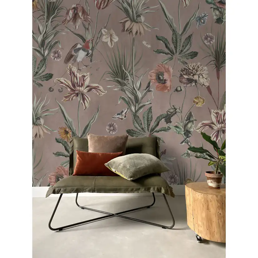 Fototapet/Non-woven/Ljusa Blommor/Flerfärgad/2,8mx300cm Ljusbrun/Grön