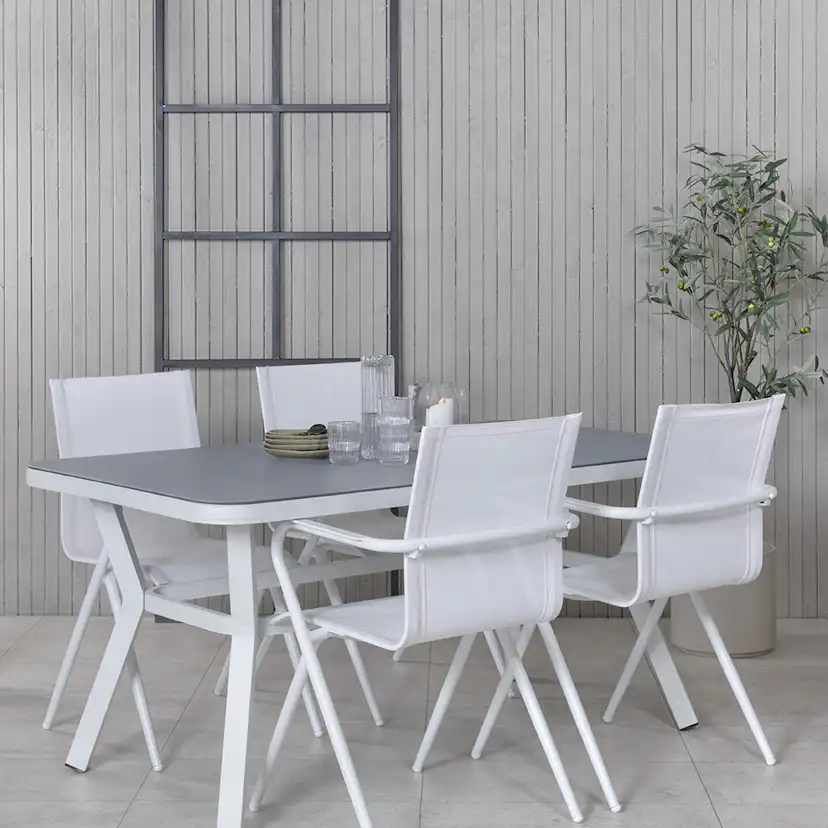 Matgrupp Venture Home Vyn Vit med 4 Anve Matstolar