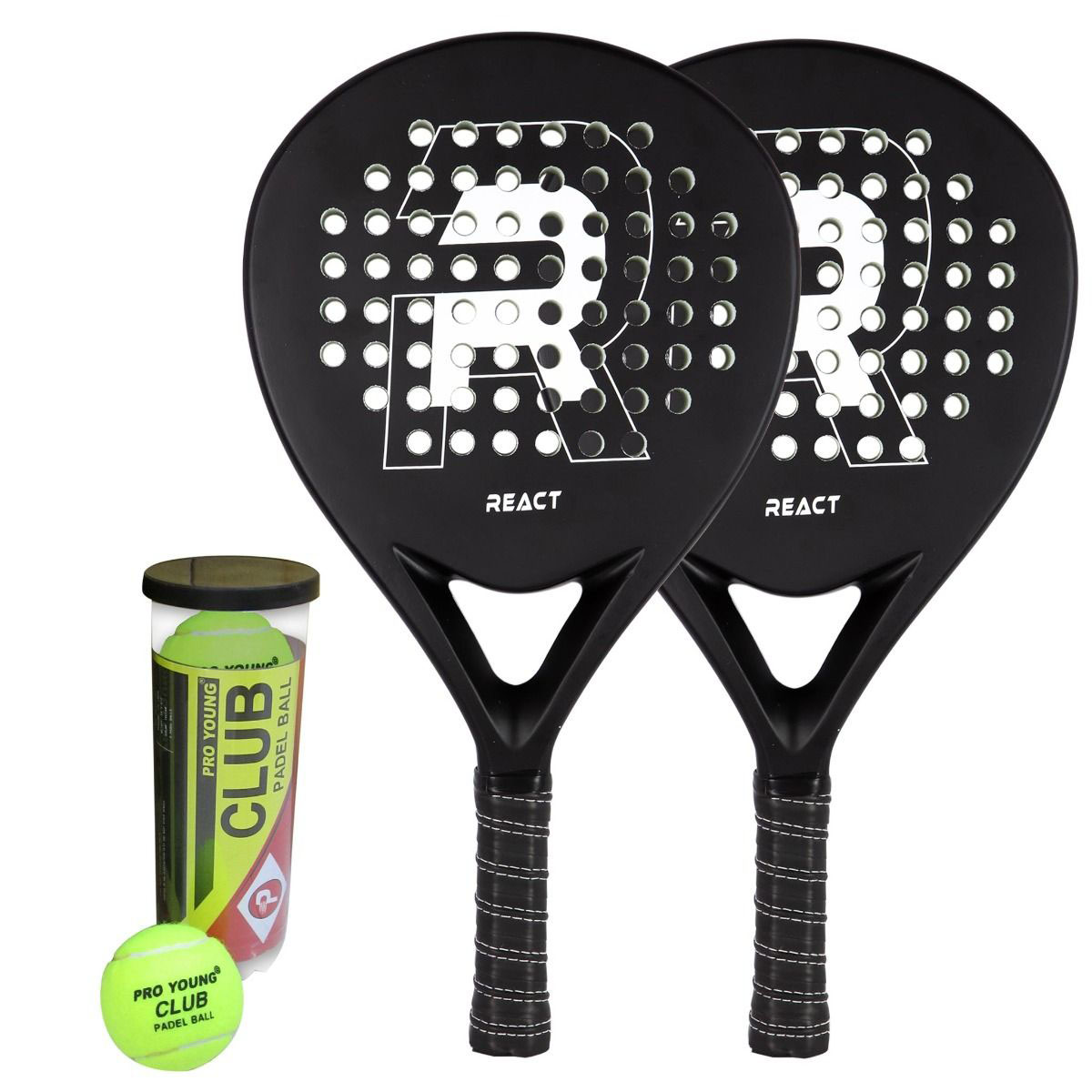 Padelracket React med 2 racketar och Bollar