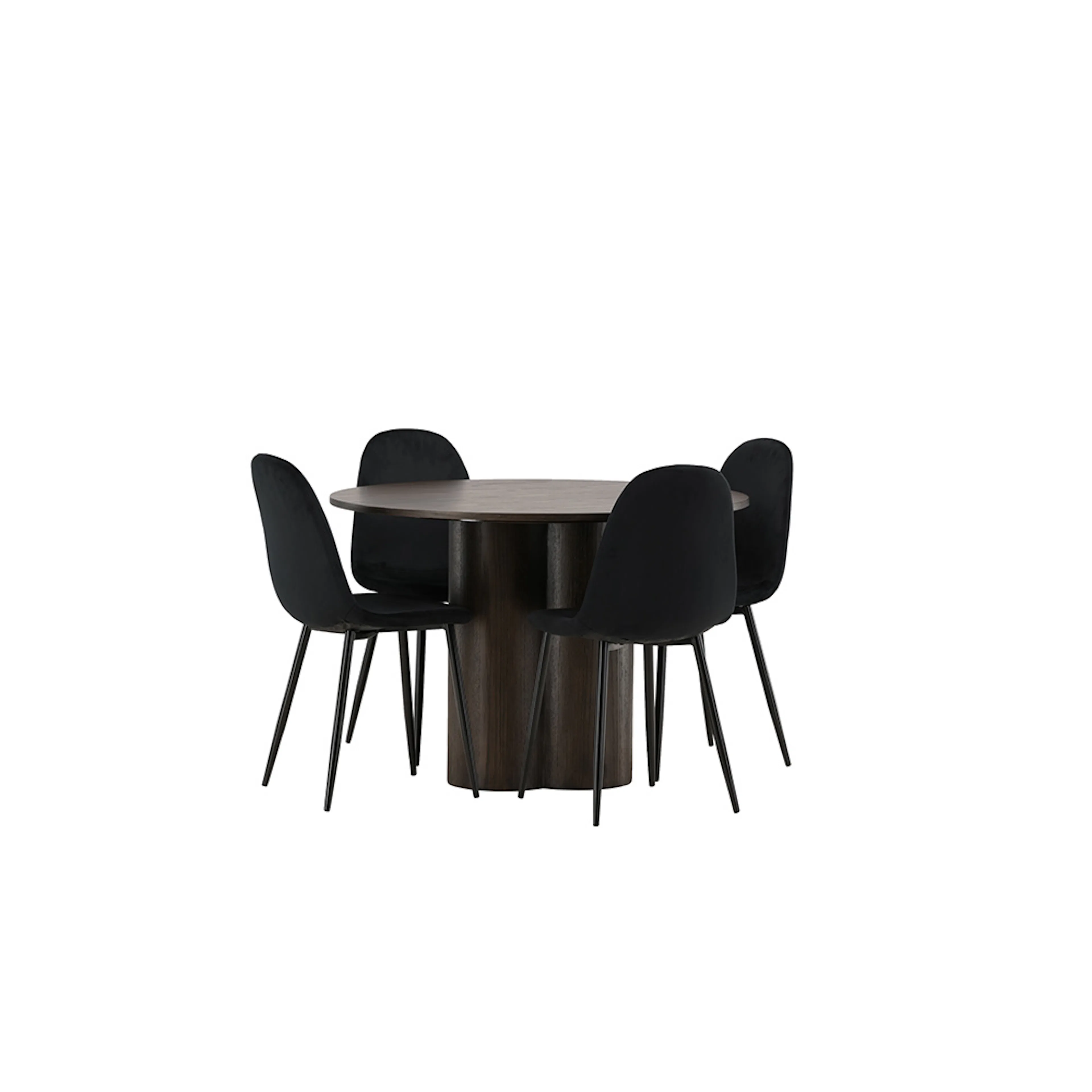 Olivia Dining Table - Mocca / Mocca Veneer +Polar Dining Cha Svart Sammet/Ek