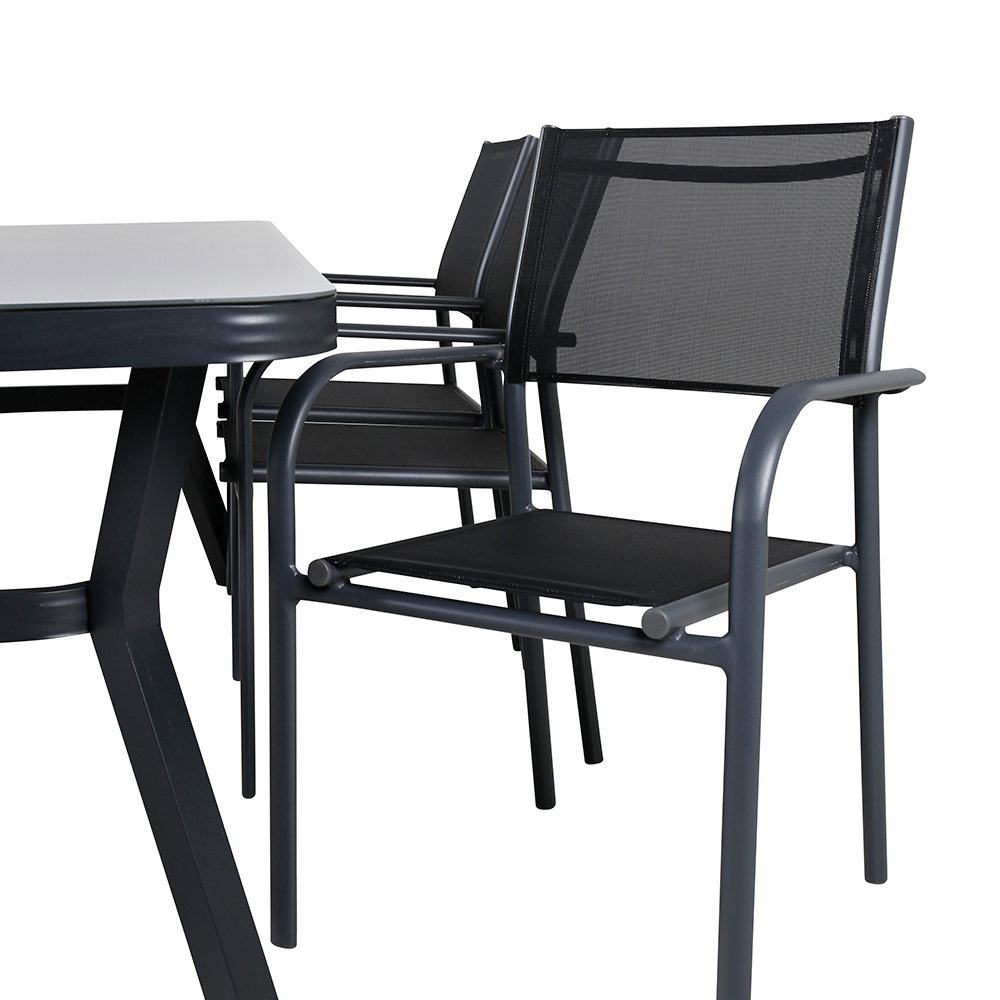 Matgrupp Venture Home Vyn med 6 Samba Stapelbara Matstolar
