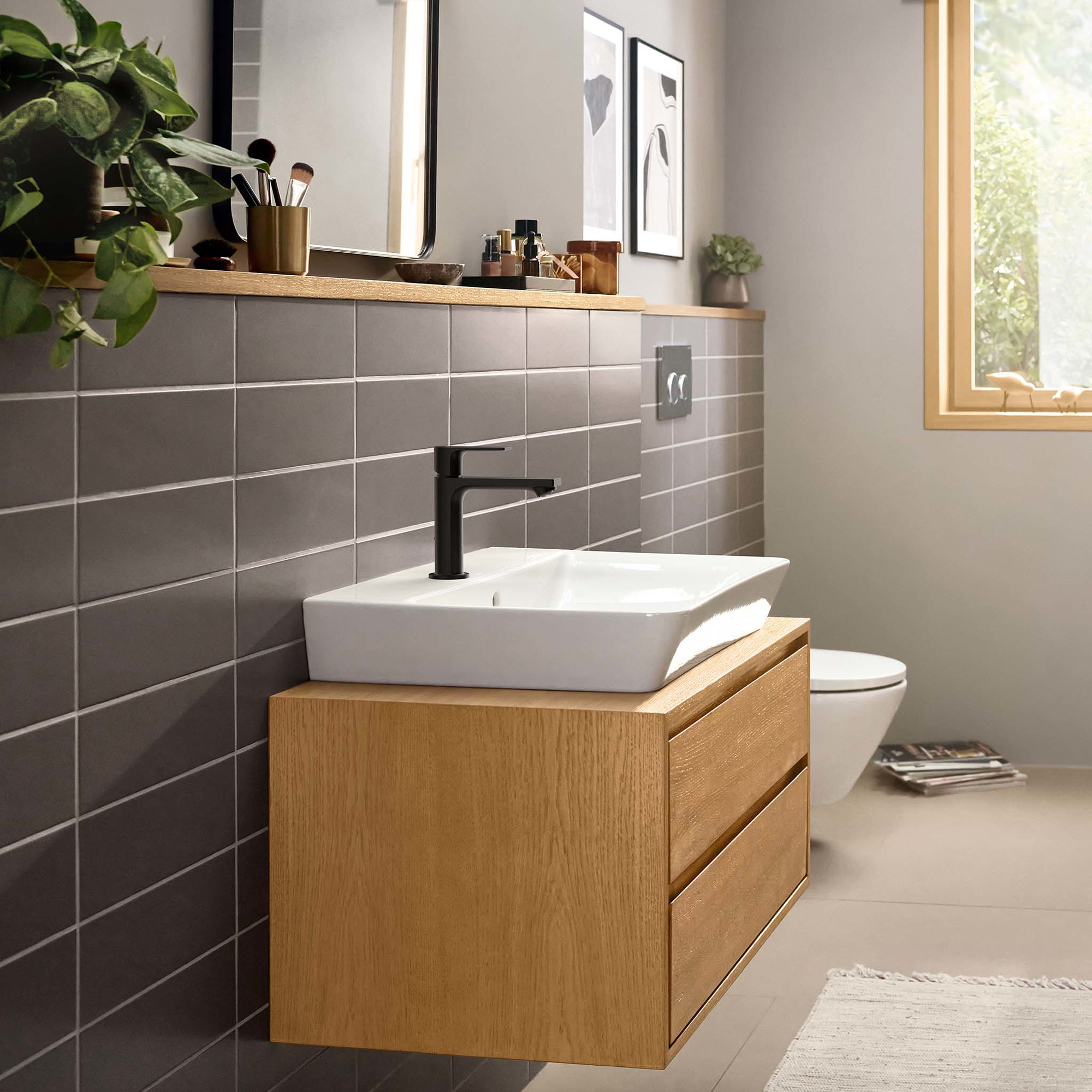 Tvättställsblandare Hansgrohe Rebris E 1-grepps 110 med Lyftventil