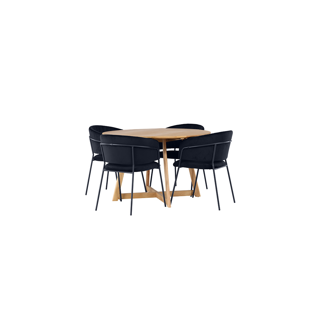 Matgrupp Venture Home Yakidon Ø120 cm med 4 st Selma stolar