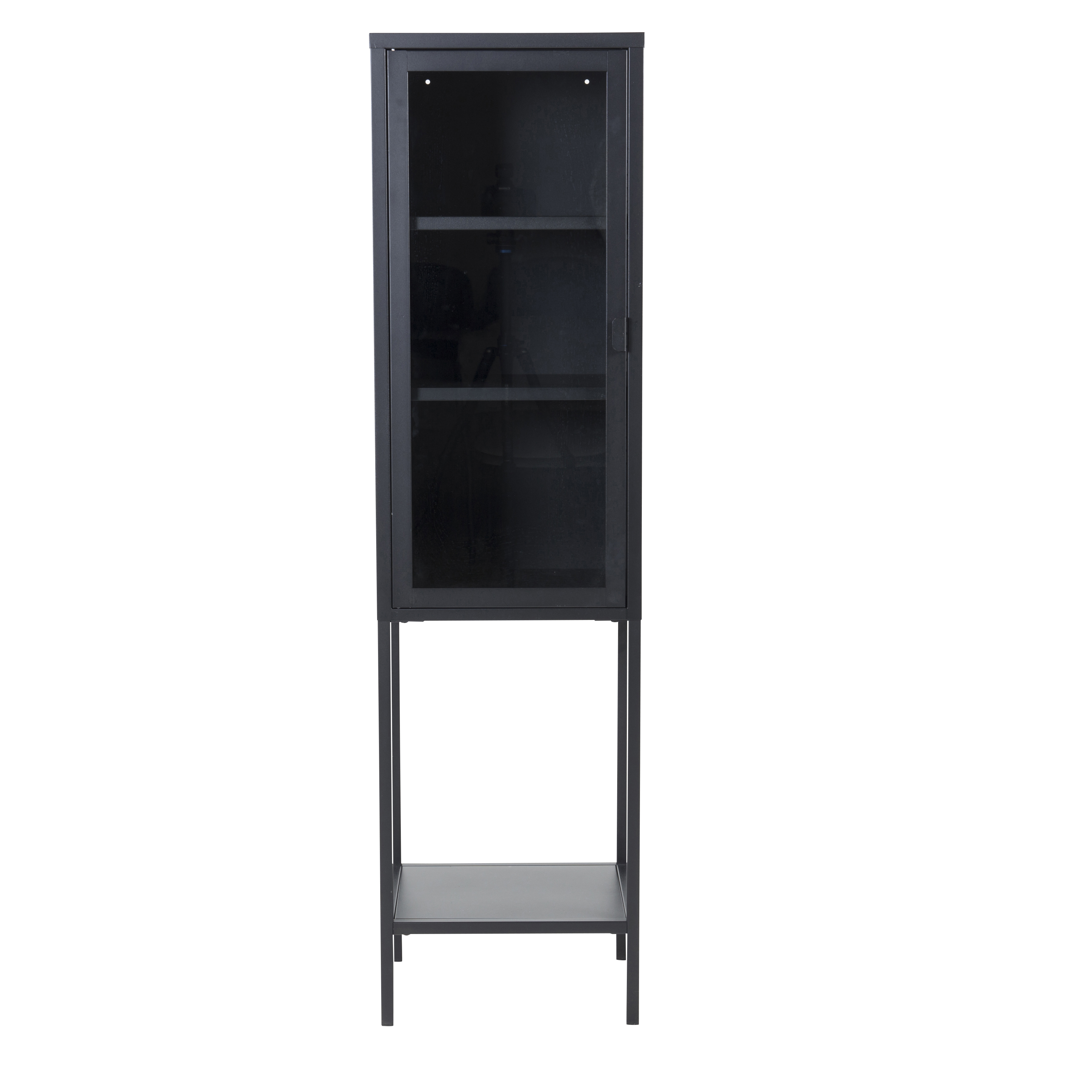 Misha - High Thin Cabinet w shelf - Black Svart