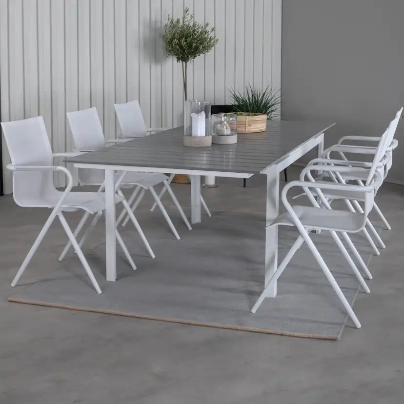 Matgrupp Venture Home Lova 160 Vit med 6 Aspen Matstolar