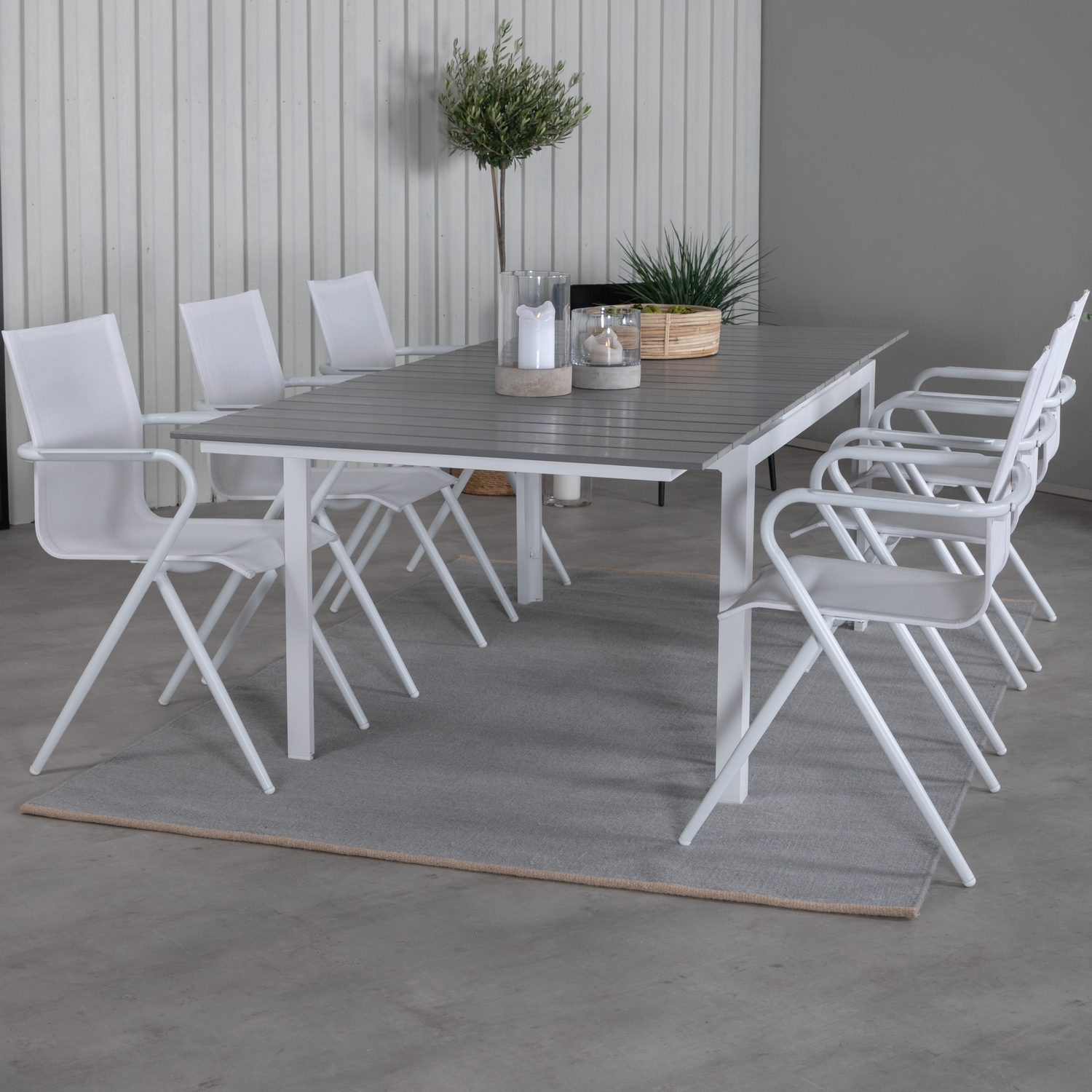 Matgrupp Venture Home Lova 160 Vit med 6 Aspen Matstolar