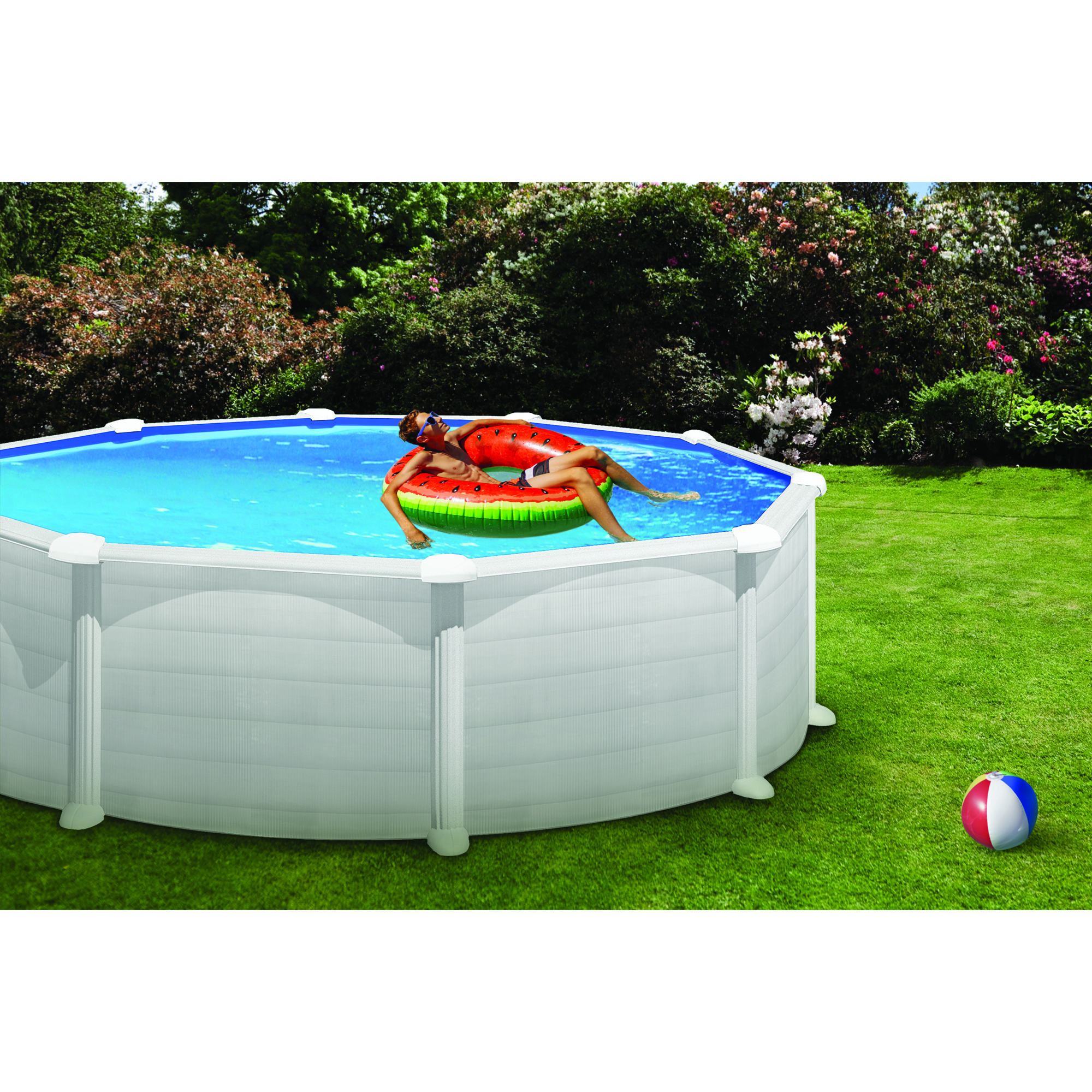 Basic Pool Rund Ø550 x 132 cm, Vit Ø550 cm, Djup: 132 cm, Färg:  Vit