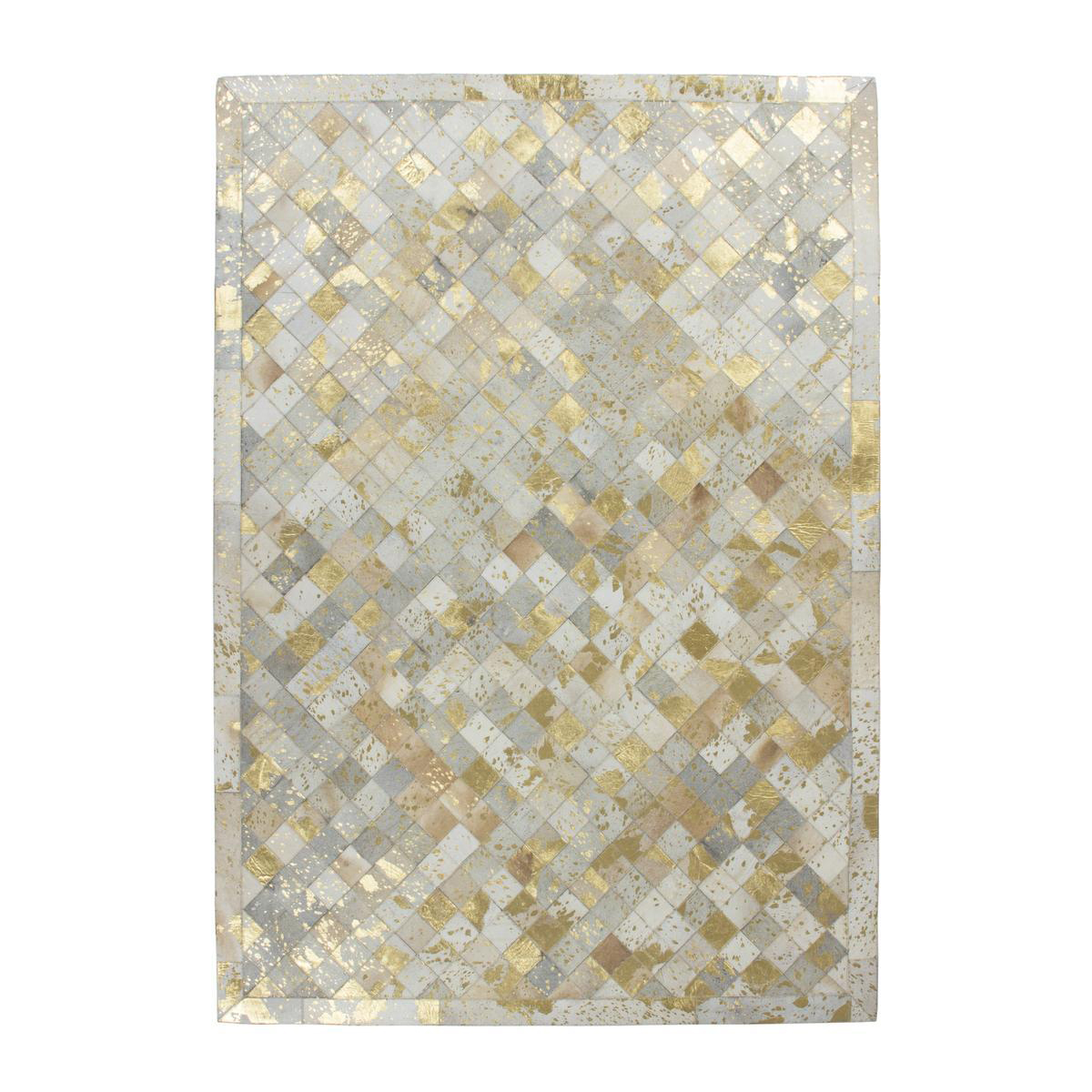 Patchworkmatta D-sign Nehill Sat Elfenben/Guld Skinn