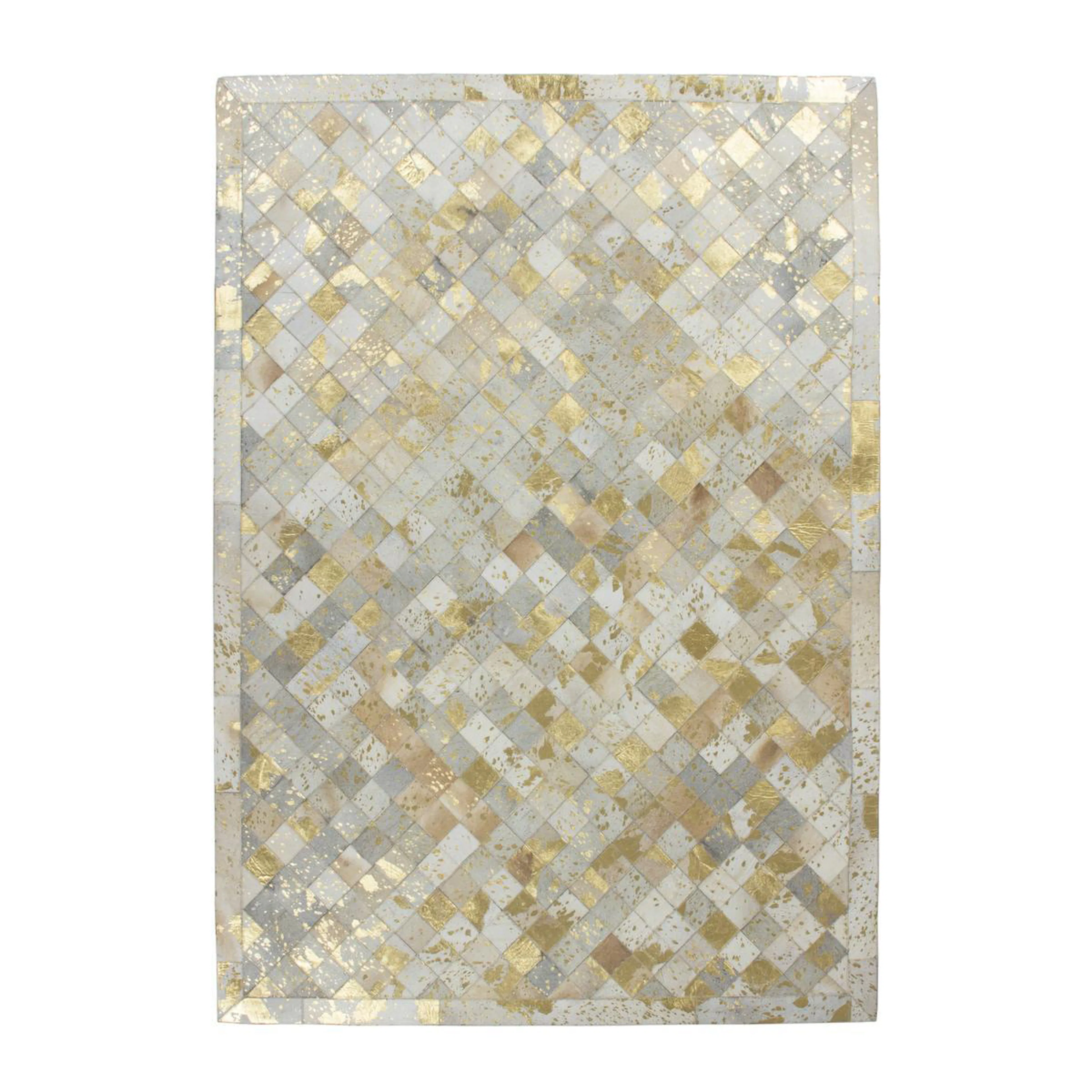 Patchworkmatta D-sign Nehill Sat Elfenben/Guld Skinn