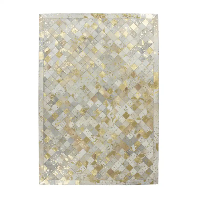 Patchworkmatta D-sign Nehill Sat Elfenben/Guld Skinn