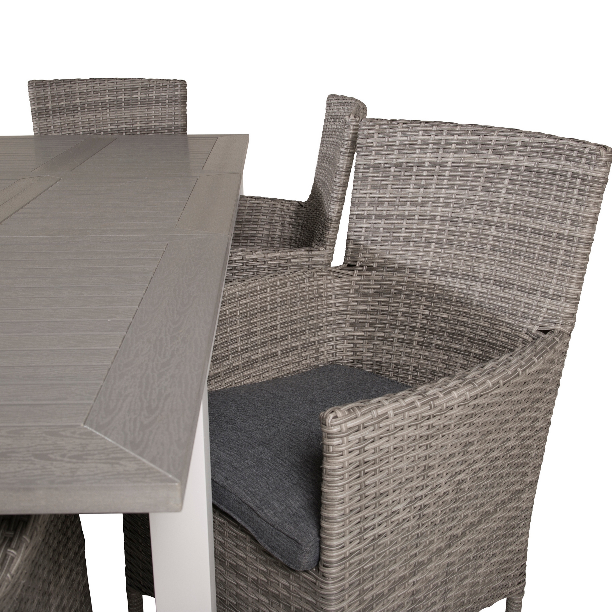 Albany Dining Table 152/210*90 - White Alu / Grey Aintwood+M Grå