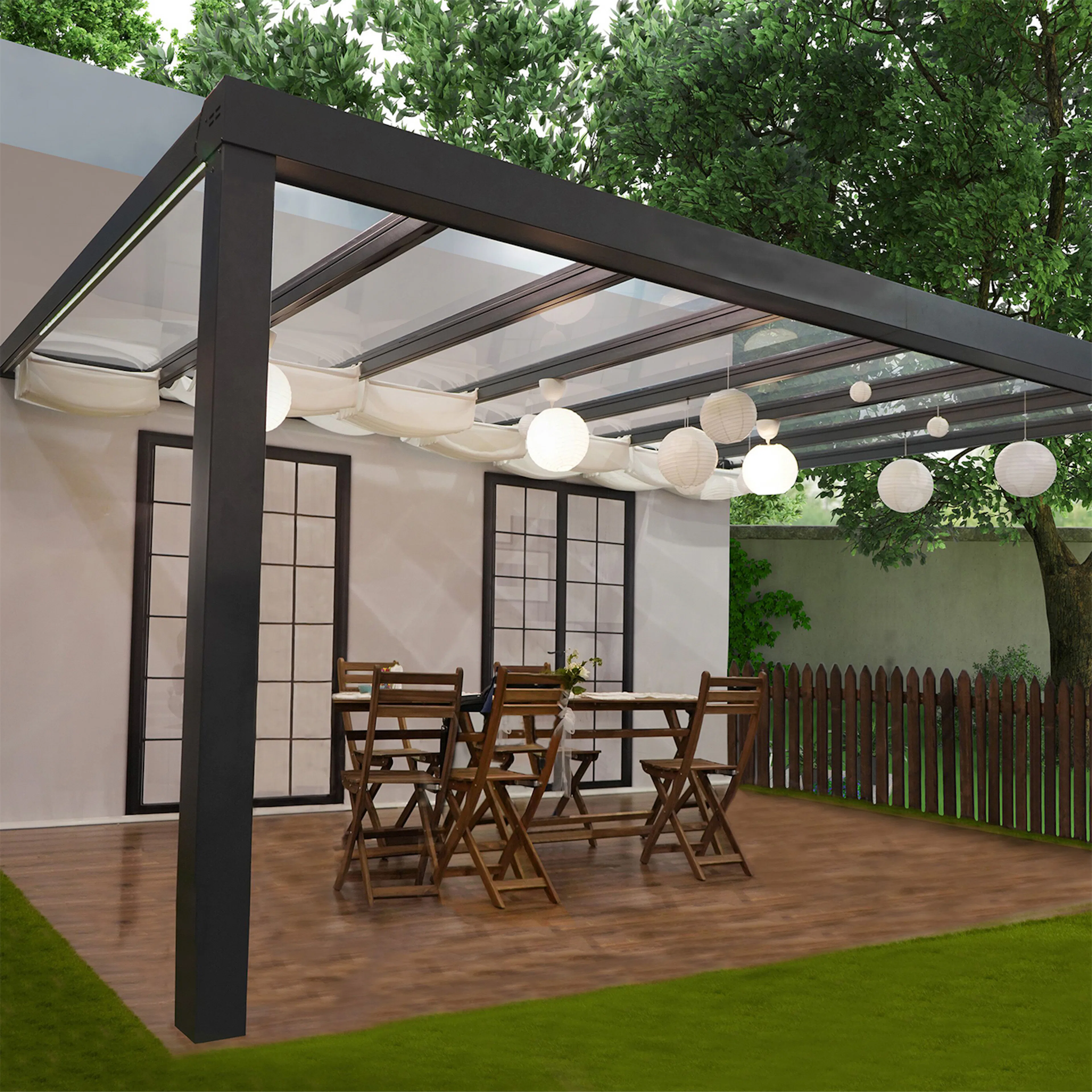 PALRAM STOCKHOLM terrasstak 3,4x 5,2m (17,68 m2) antracitgrå 3,4 x 5,2 m (17,68 m²)