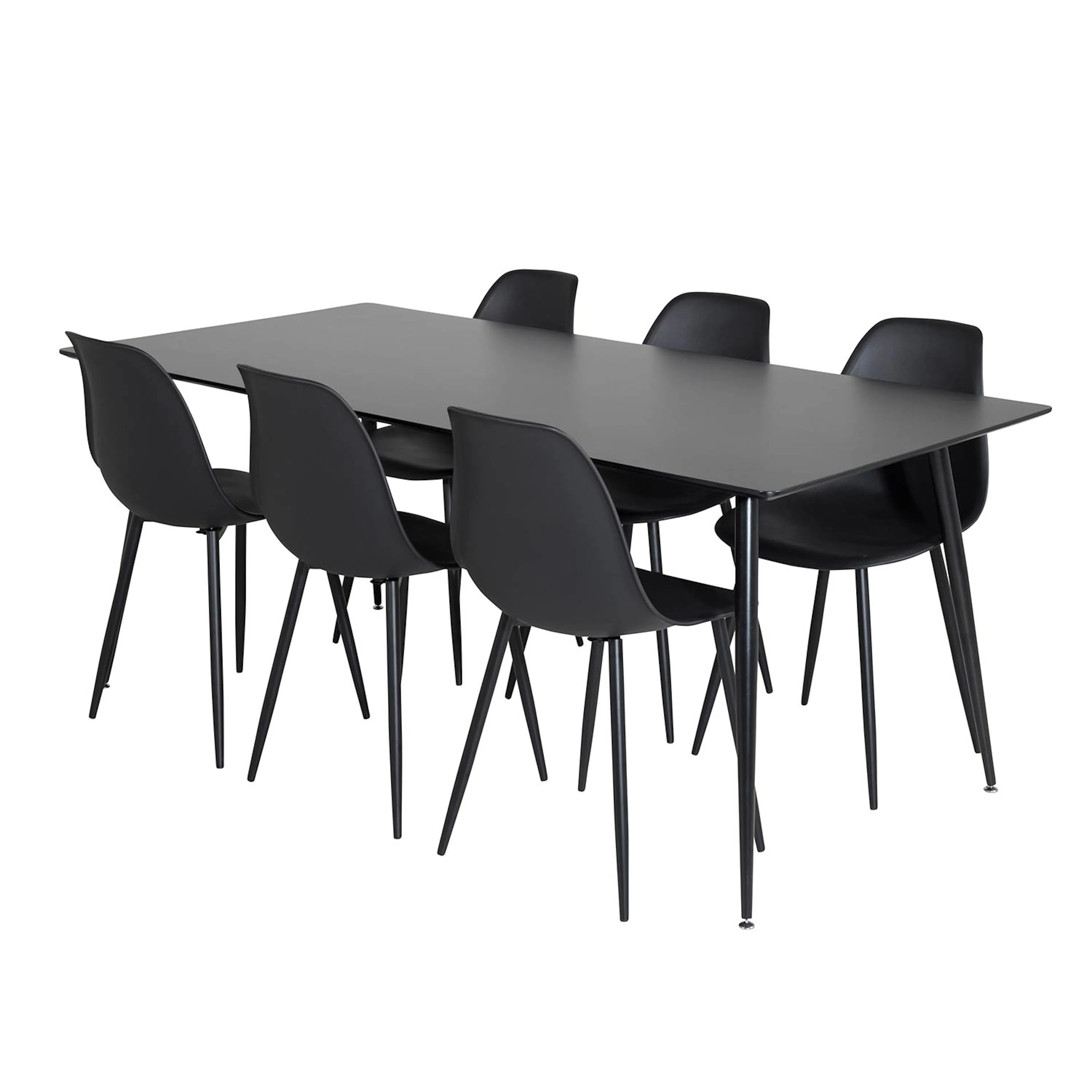 Silar Table - 180 cm-Black Melamine+Polar  Chair-Black _6 Svart