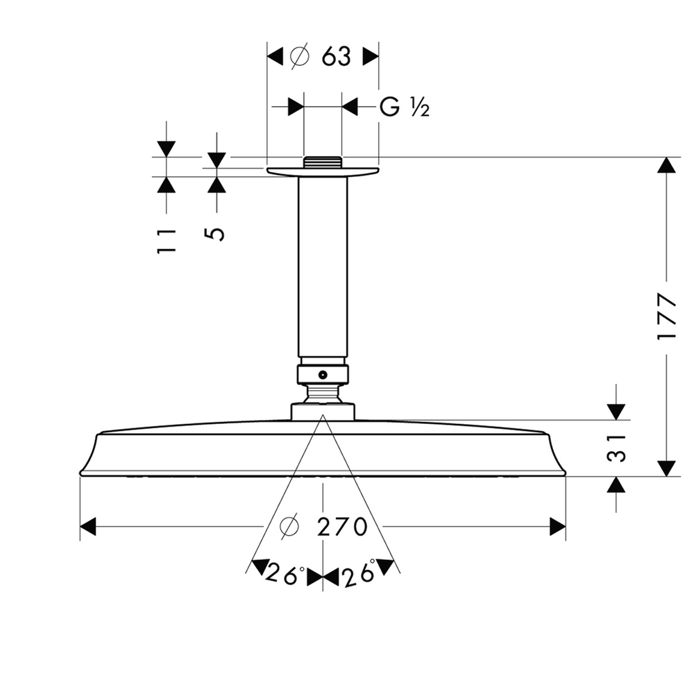 HG Raindance Classic AIR 240 mm, takarm Krom