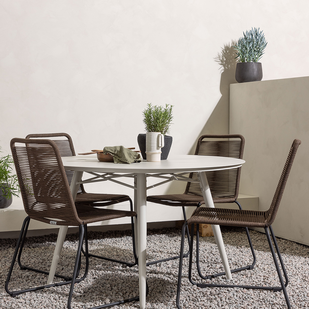 Matgrupp Utomhus Venture Home Lina Bord med 4 Lindos Trädgårdsstolar