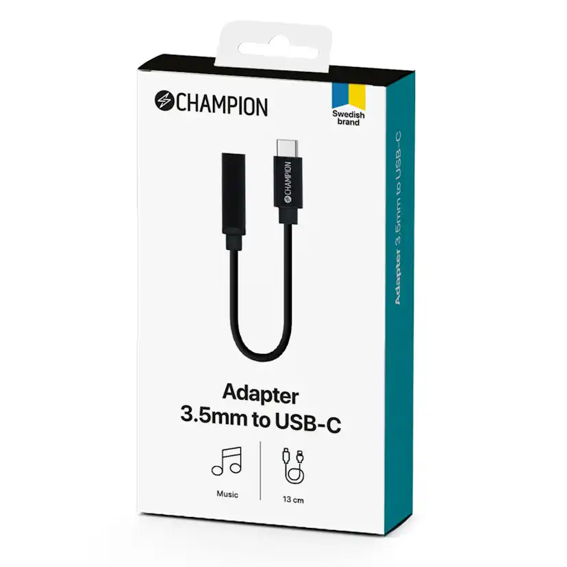 Adapter Champion USB-C till 3,5mm DAC Svart