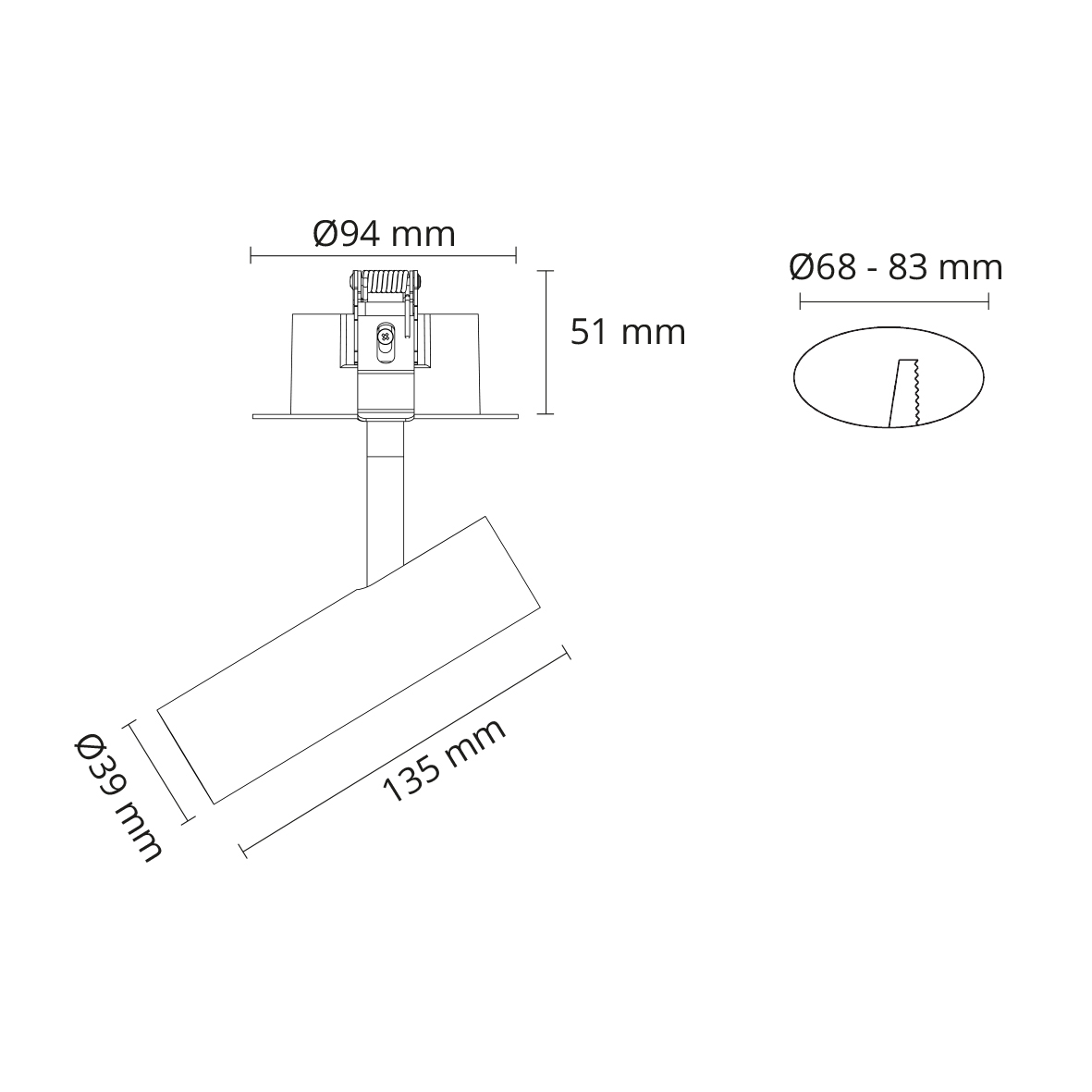 Spotlight SG ARMATUREN ZIP Tube Micro R Dtw 12W 590Lm 2000-2800K