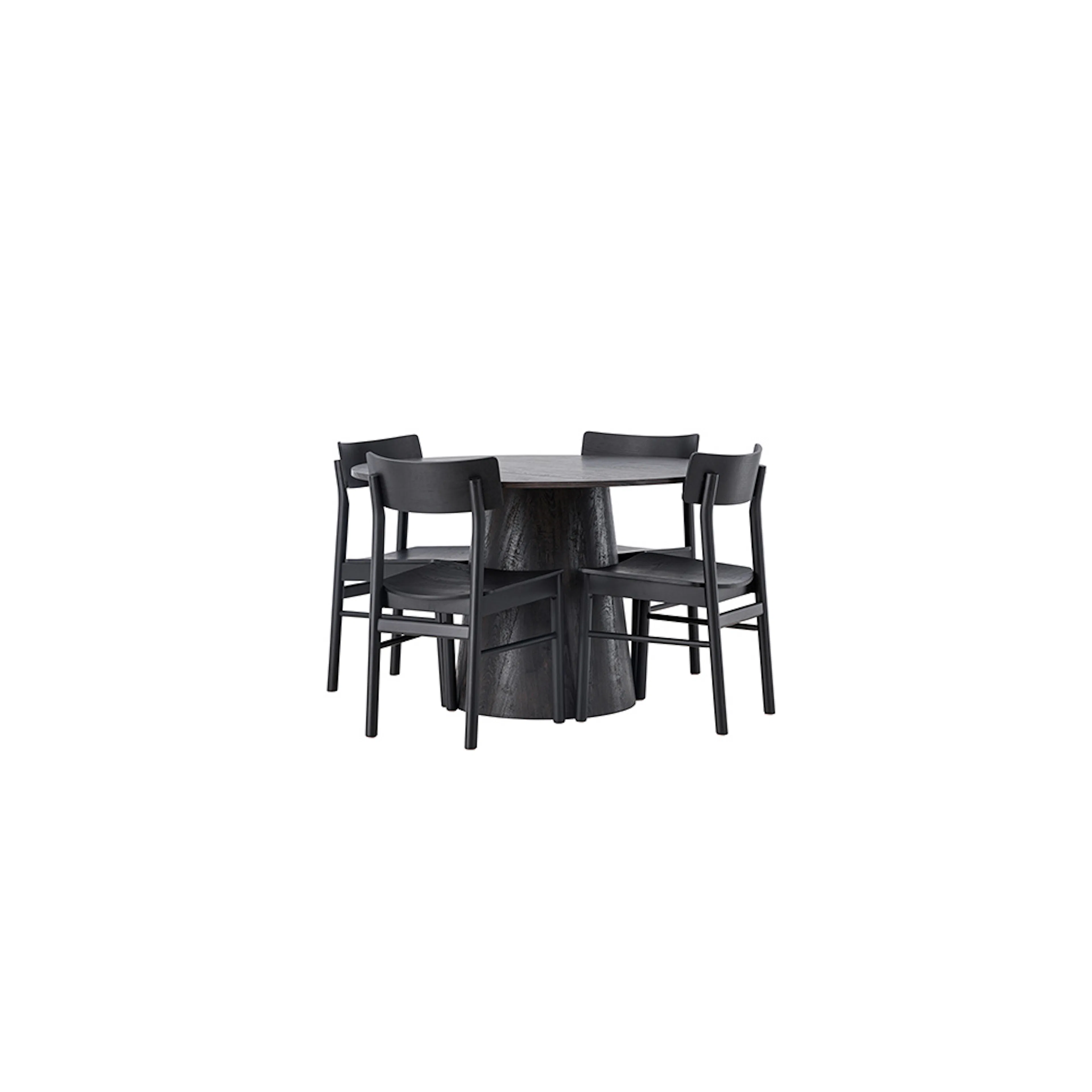 Matgrupp Venture Home Lanzo Ø120 cm med 4 st Montros stolar Brun/Svart