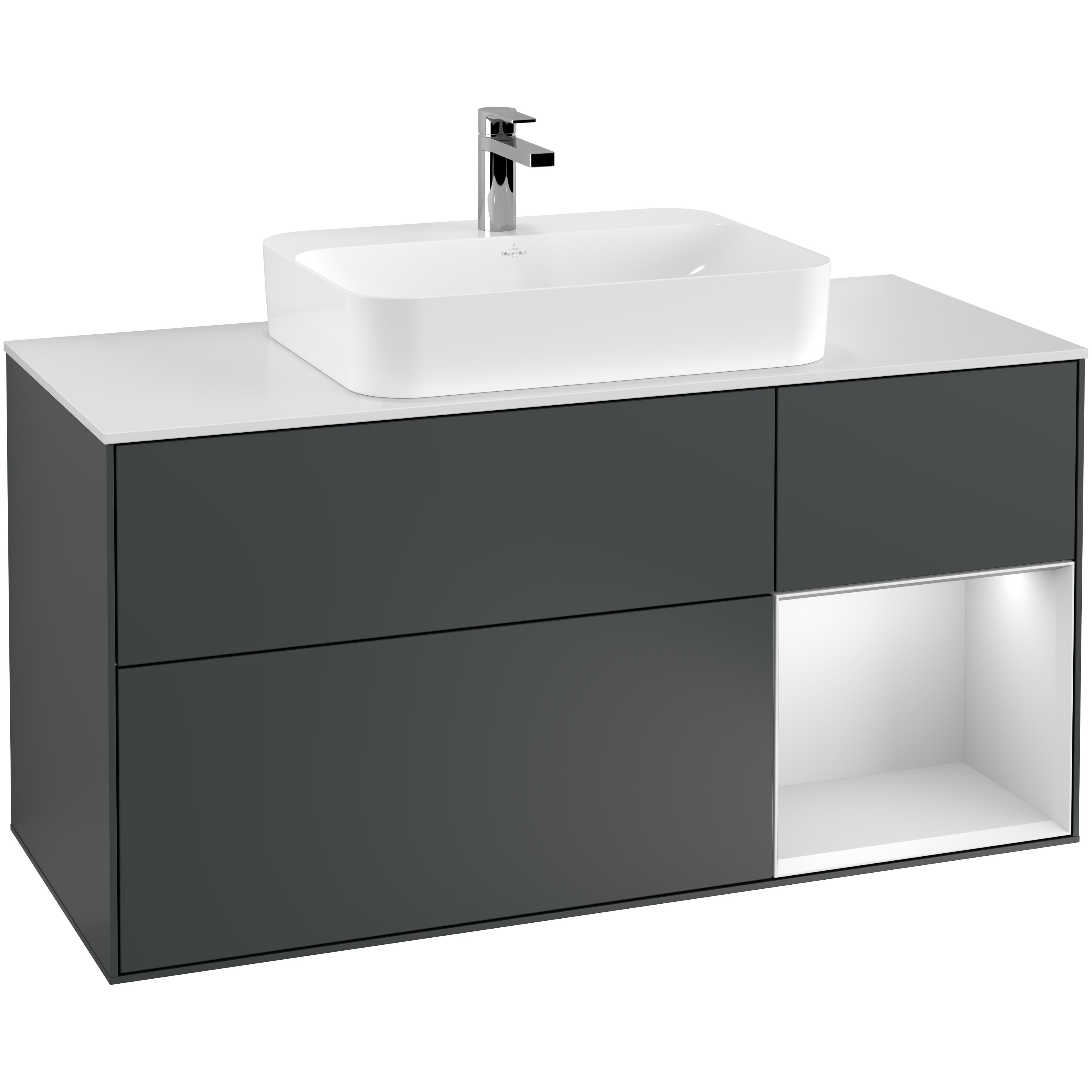 Tvättställsskåp Villeroy & Boch Finion med 3 Lådor Hylla och Bänkskiva för Ytmonterat Tvättställ