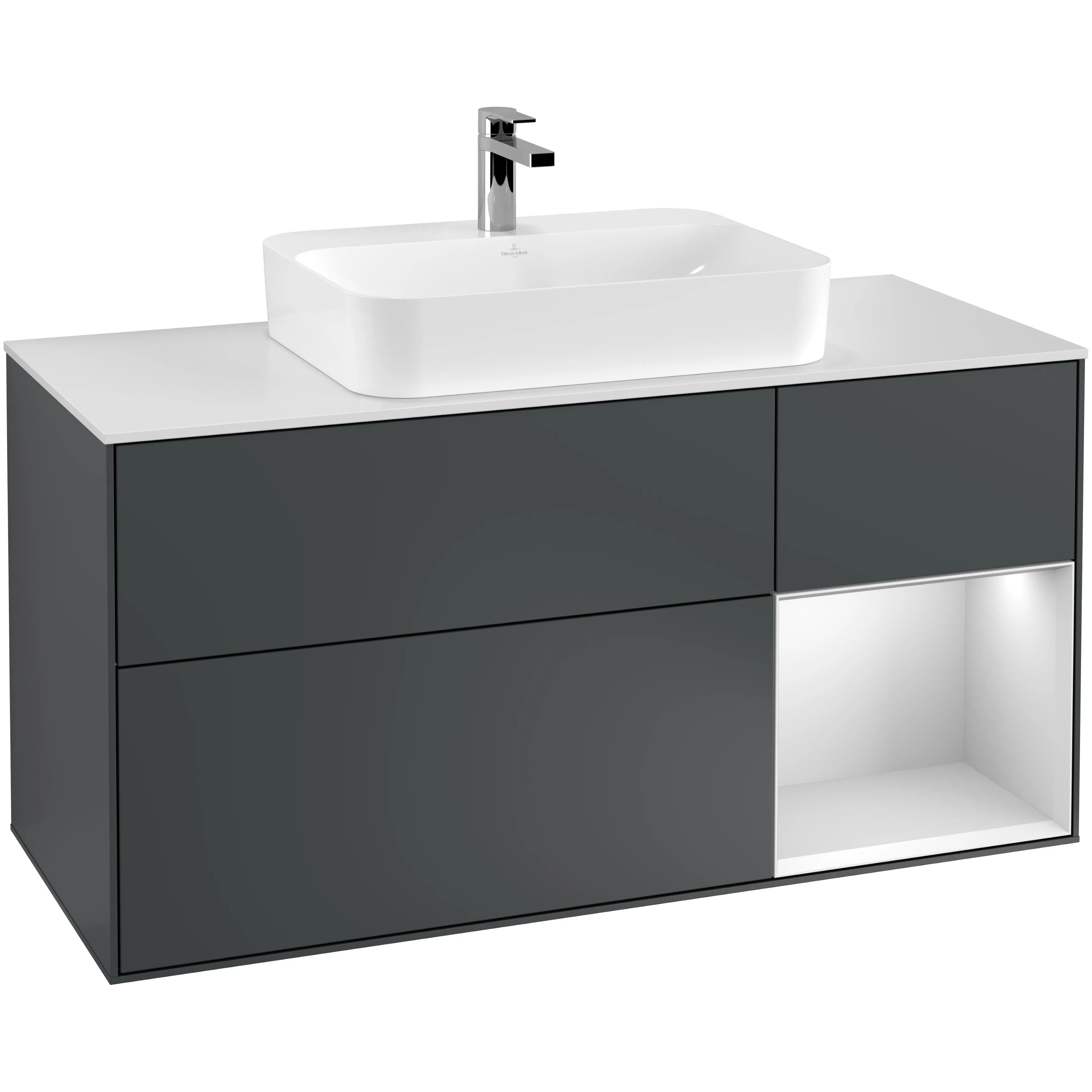 Tvättställsskåp Villeroy & Boch Finion med 3 Lådor Hylla och Bänkskiva för Ytmonterat Tvättställ