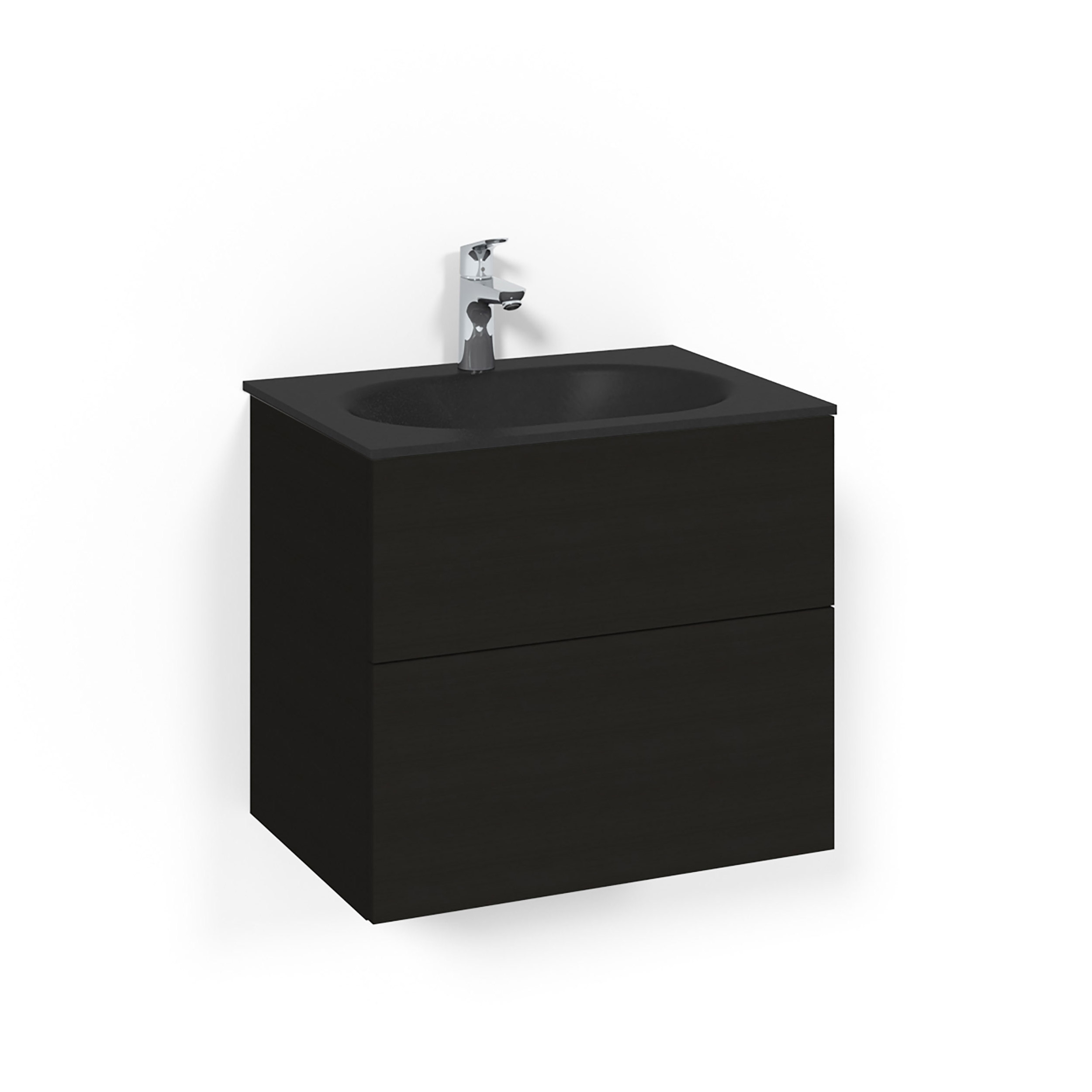 Macro Design Crown Kom 60x45 Sv.Ek Psh MsG Bredd 600 mm, Svart Ek, Glastvättställ Mattsvart