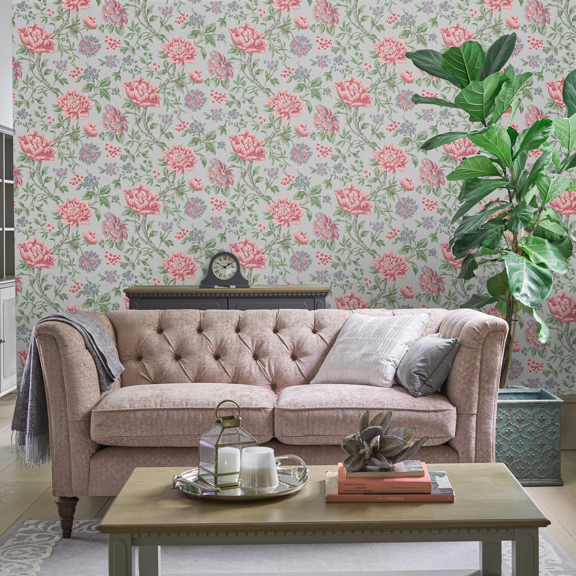 Tapet Laura Ashley Tapestry Floral Slate Gra