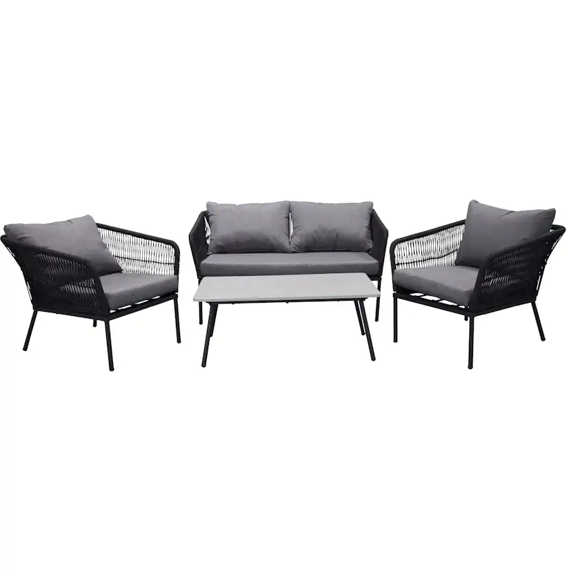Loungegrupp Venture Home Leon, 2-Sits Soffa, 2 Fåtöljer & Bord - Inklusive Dynor
