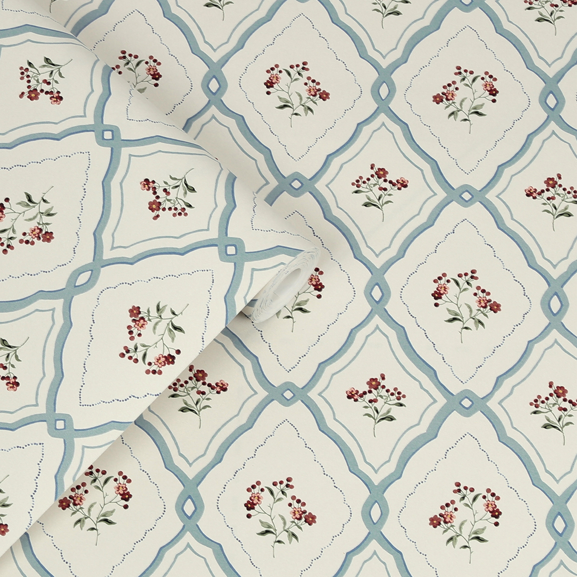 Tapet Laura Ashley Pinford Trellis Pale Seaspray Blå 121066