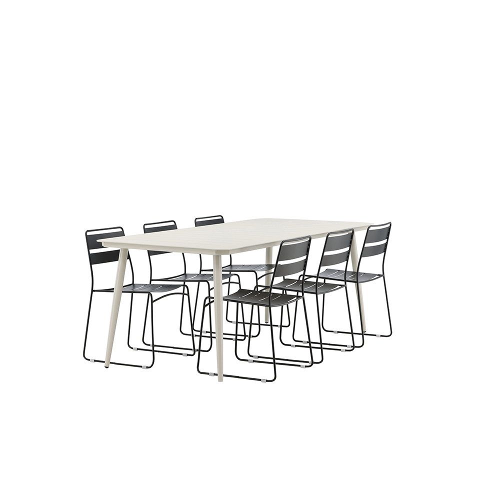 Lina Dining Table - Beige - 200*90 _1+ Lina Dining Chair - B Beige/Svart