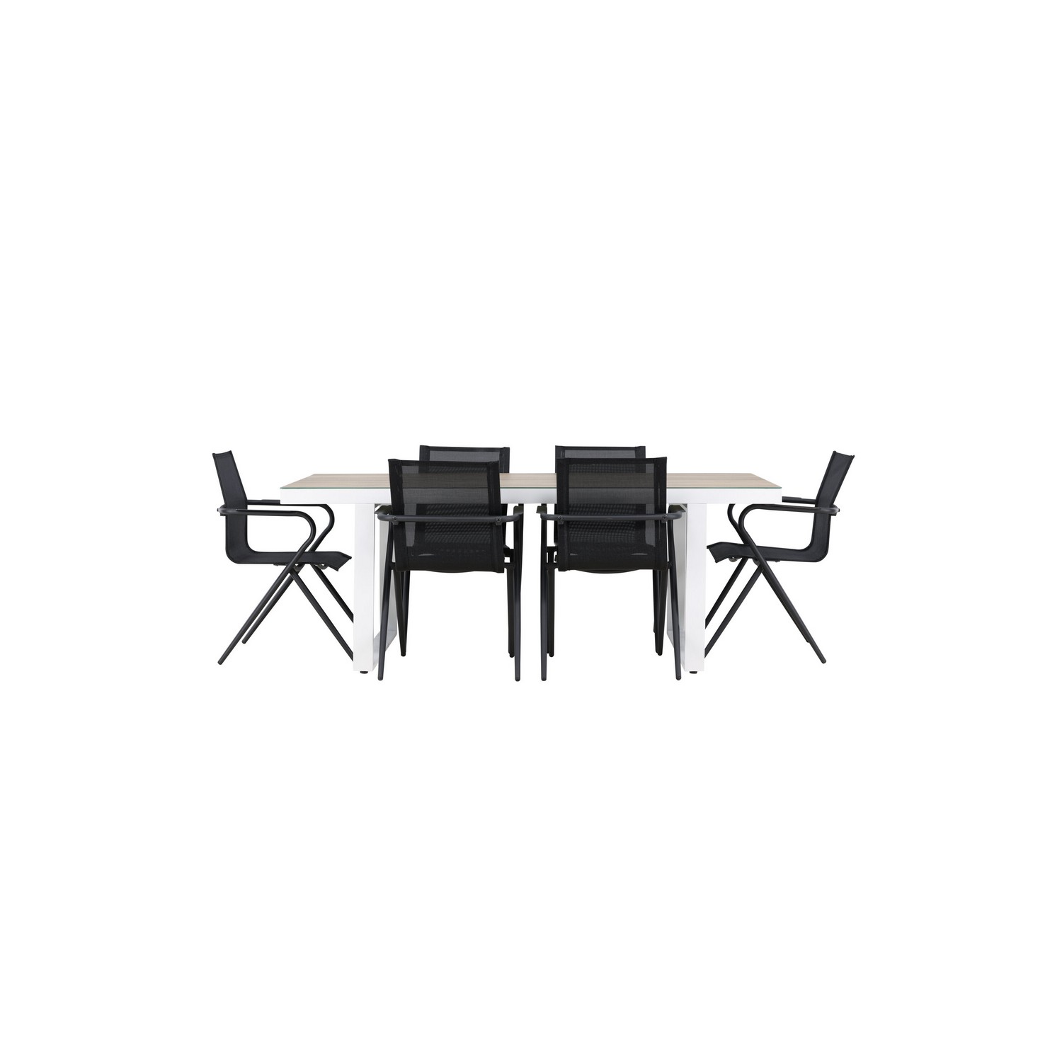 Merlo Dining Table - White/Whitewash +Alina Dining Chair - B Trädgårdsgrupp Venture Home Merlo med 6 Alina Stolar