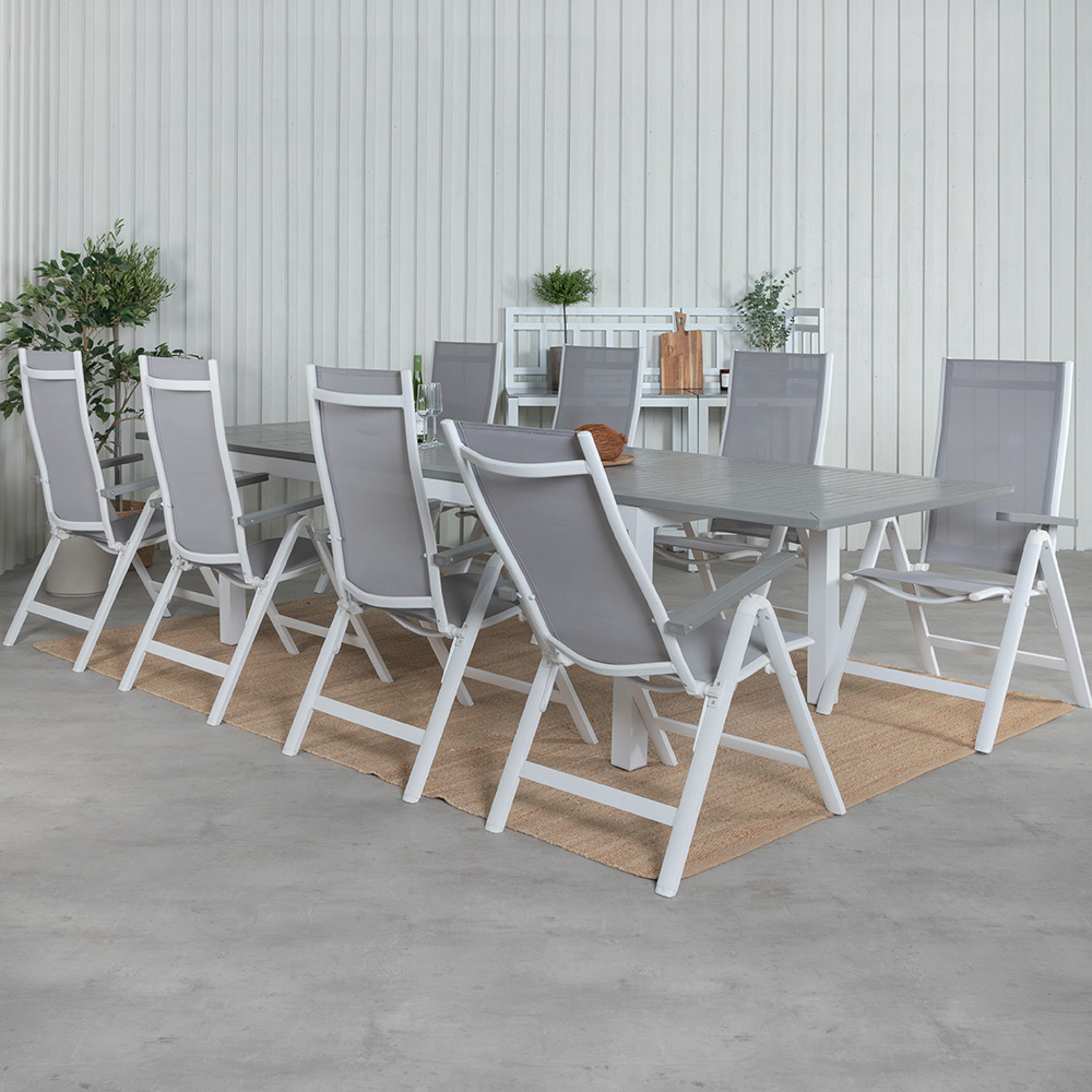 Matgrupp Venture Home Aleyna 224 Vit med 8 Aleyna Positionsstolar