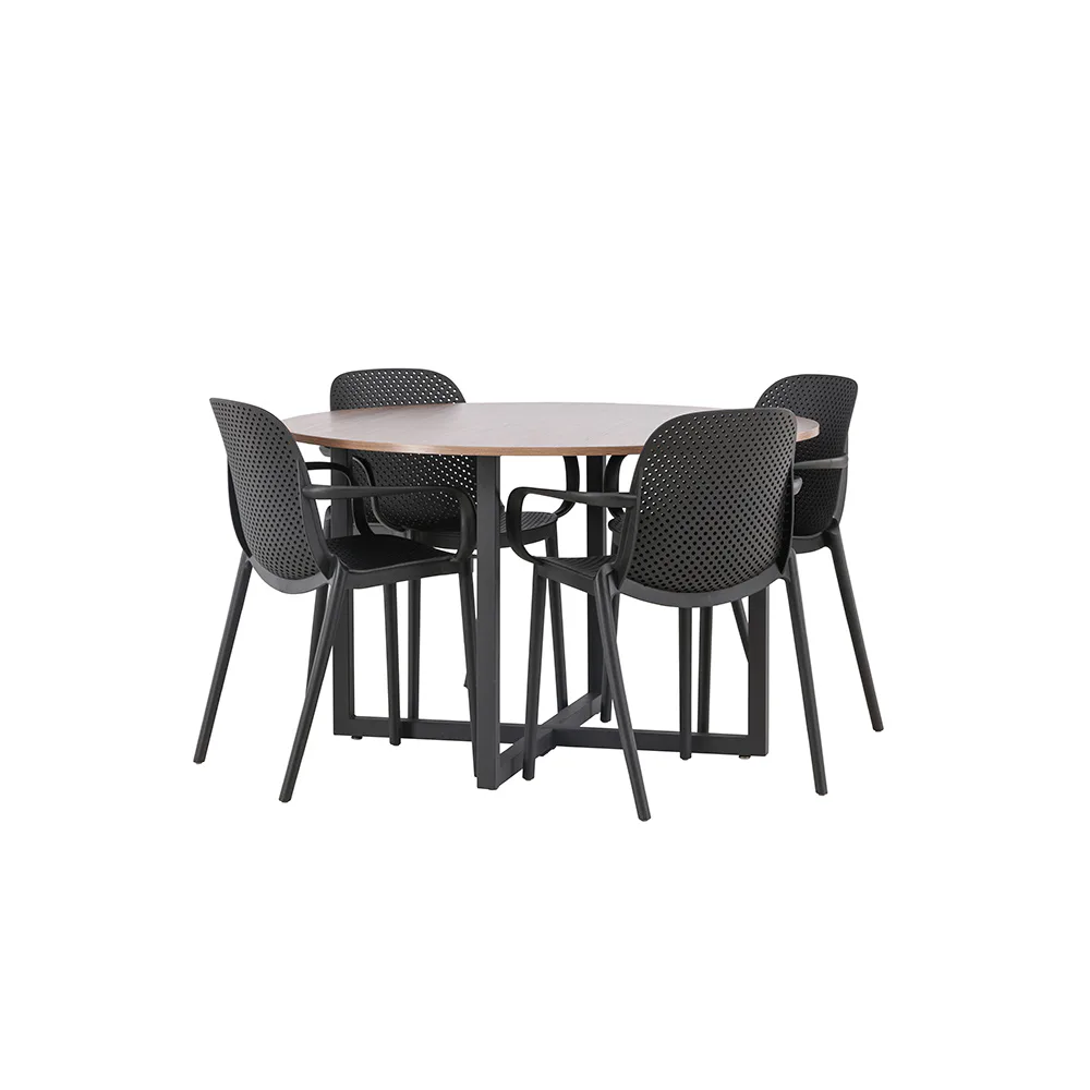 Matgrupp Venture Home Durango Ø 120 cm med 4 Baltimore Stolar