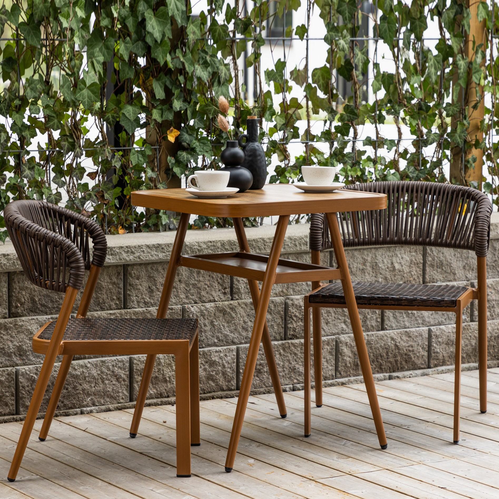 Caféset Venture Home Amadora Trädgårdsgrupp i Brun Aluminium