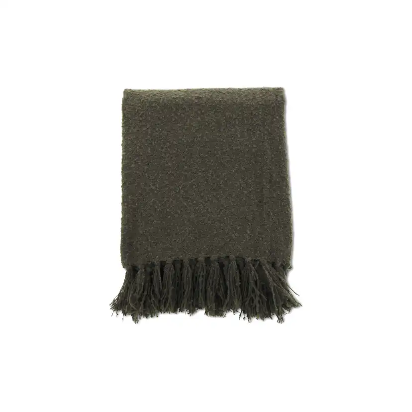 Stanly Throw poly/ribbon/tassels - Grey / - 130*170 Grön