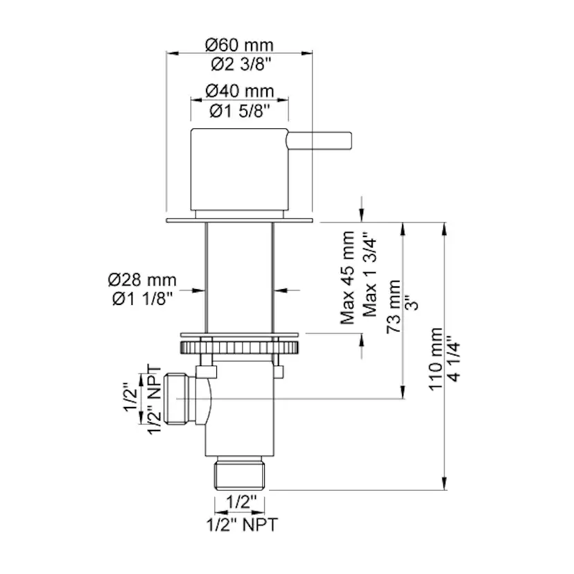 Diskmaskinsavstängning Vola S50 Tillbehör Vattenavstängning Krom Ø28-35 mm