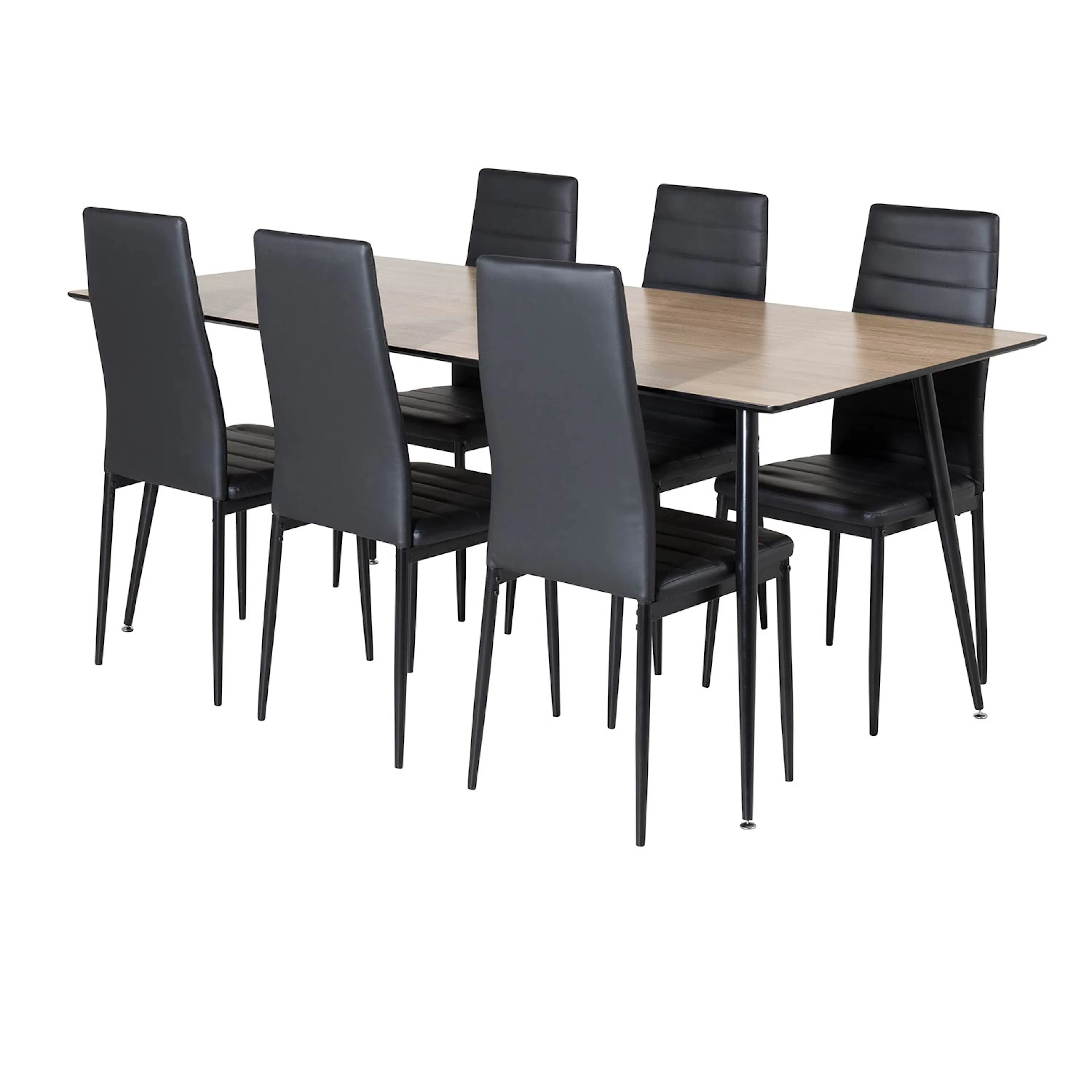 Silar Table -Melamine+Slim High Back Chair - - Black PU_6 Natur/Svart