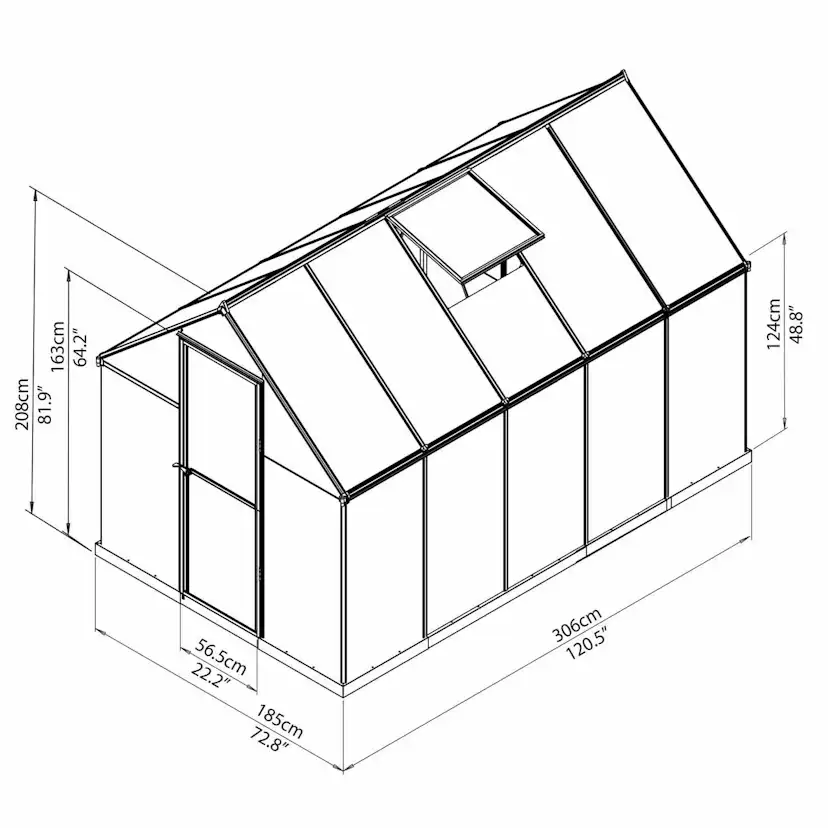 Växthus gop Multi Line Mythos Aluminiumram med UV-Skyddat Polykarbonatglas, 5.7 m²