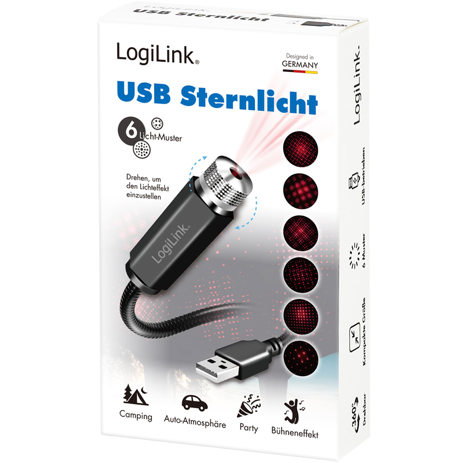 LED Starlight LogiLink 6 st Ljusmönster USB-A