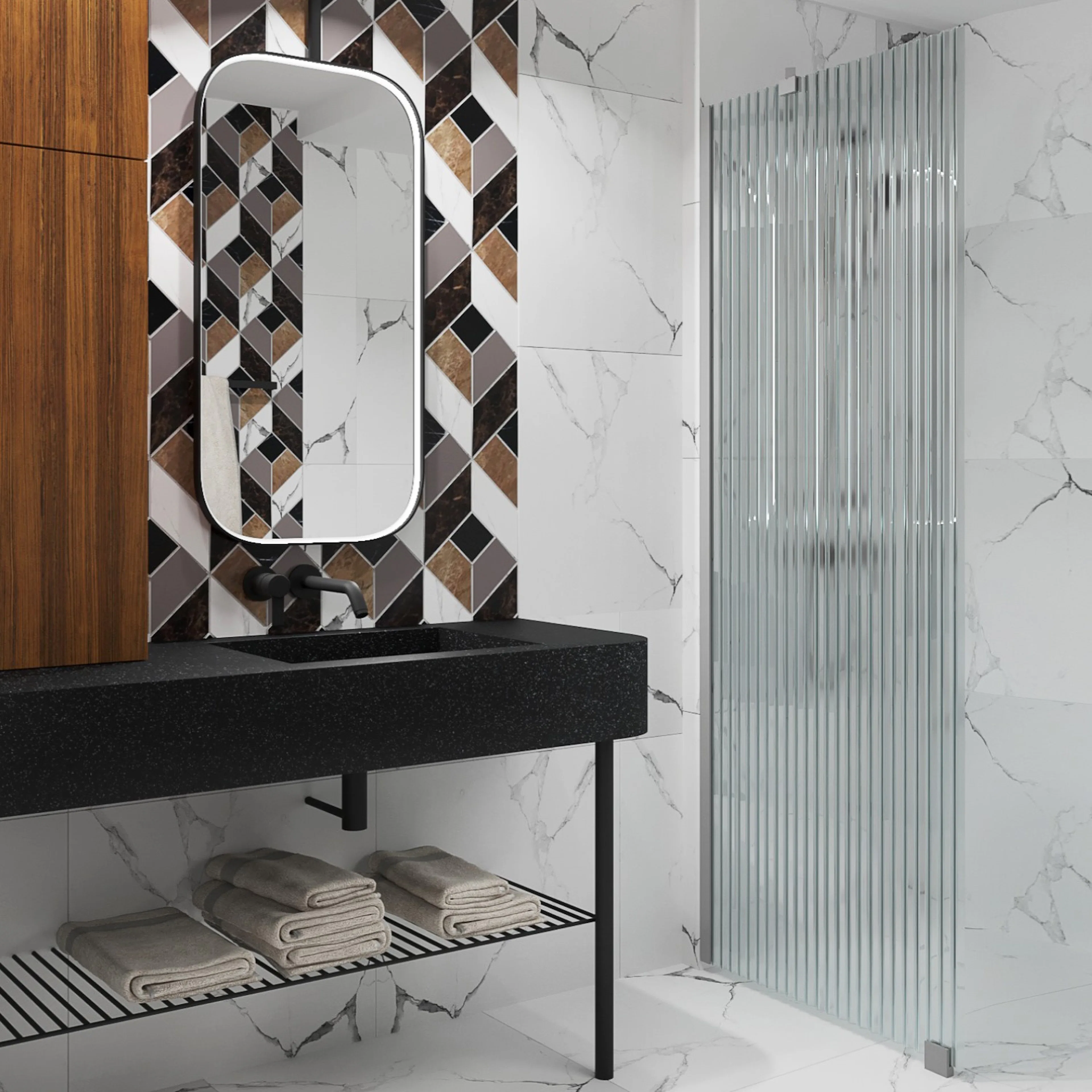 Forma 301 380x2025 mm, Reeded, Gråa Profiler