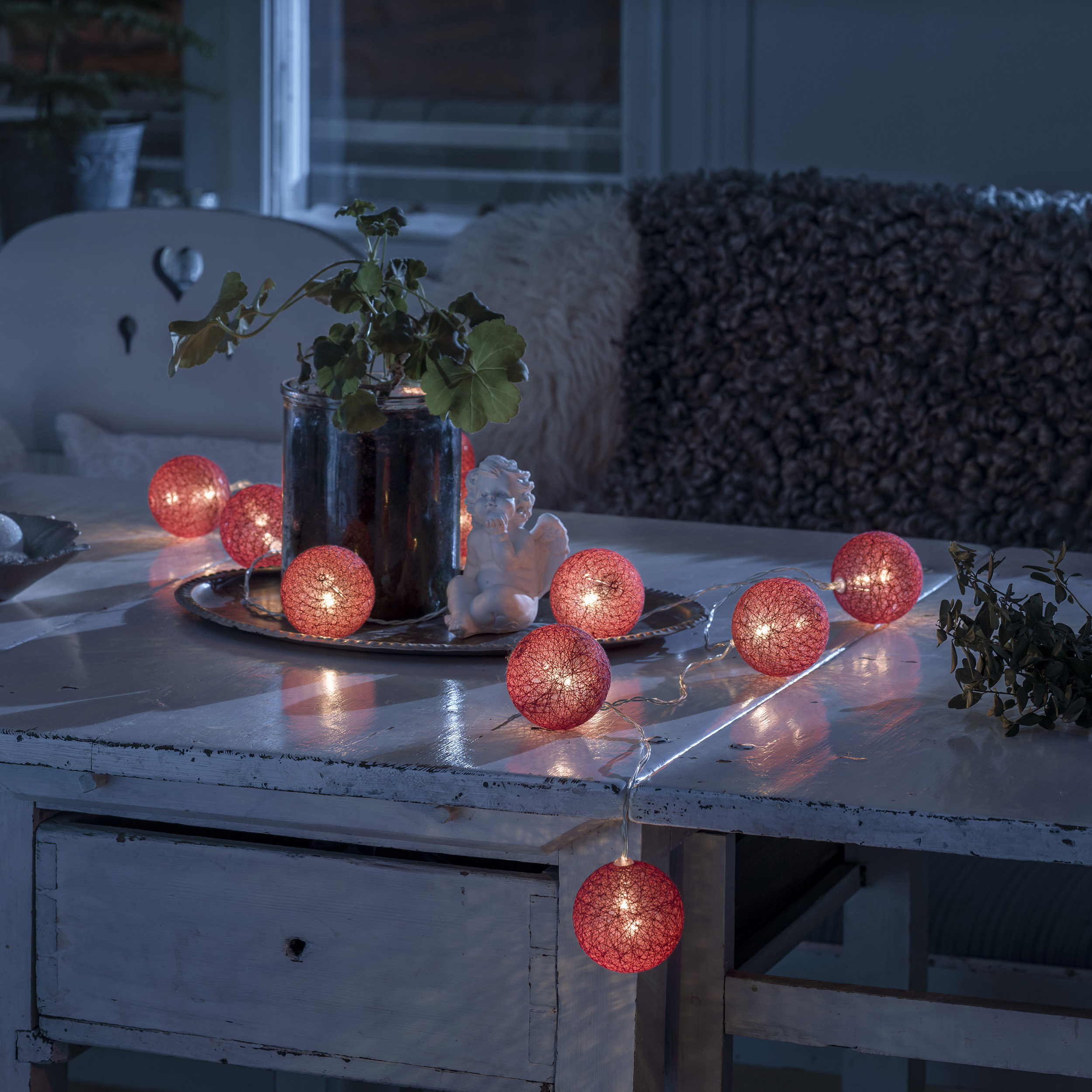 Slinga 10 garnbollar LED Röd