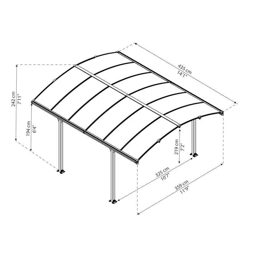 Canopia Tucson Hardtop Aluminium Paviljong För Hela Säsongen 3,6 X 4,3 m