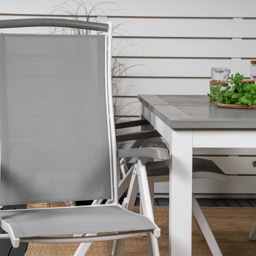 Albany Dining Table 152/210*90 - White Alu / Grey Aintwood+A Grå